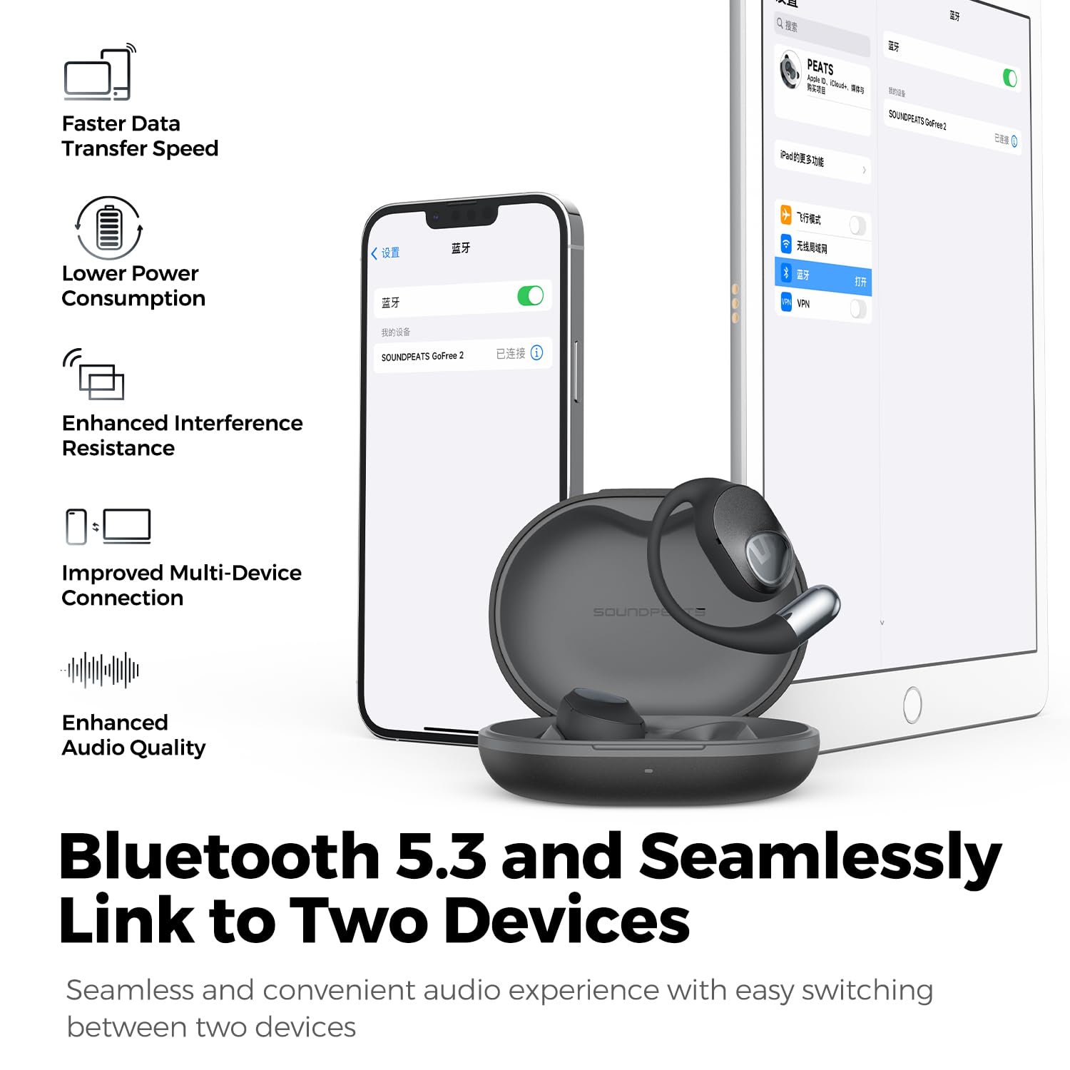 Foto 7 pulgar | Auriculares Inalámbricos De Oído Abierto Soundpeats Gofree2 Con Ldac - Venta Internacional.