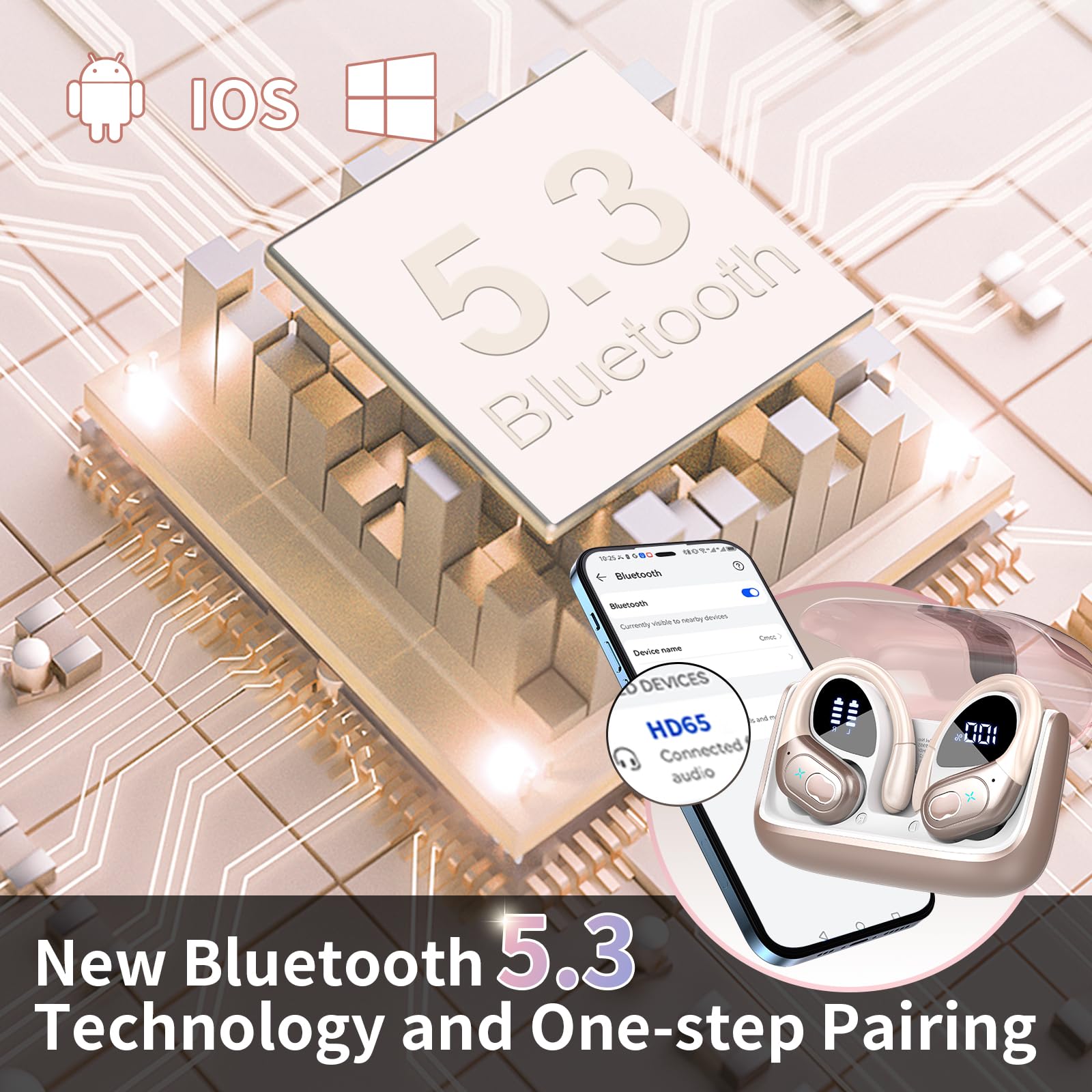 Foto 5 pulgar | Auriculares Inalámbricos Aptkdoe 75hrs Bluetooth 5.3 Headphone Sport - Venta Internacional.