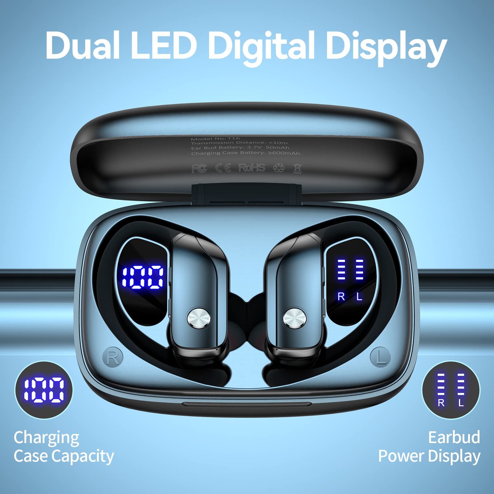 Foto 3 pulgar | Auriculares Inalámbricos Bmani T16 Bluetooth con Pantalla Led - Venta Internacional