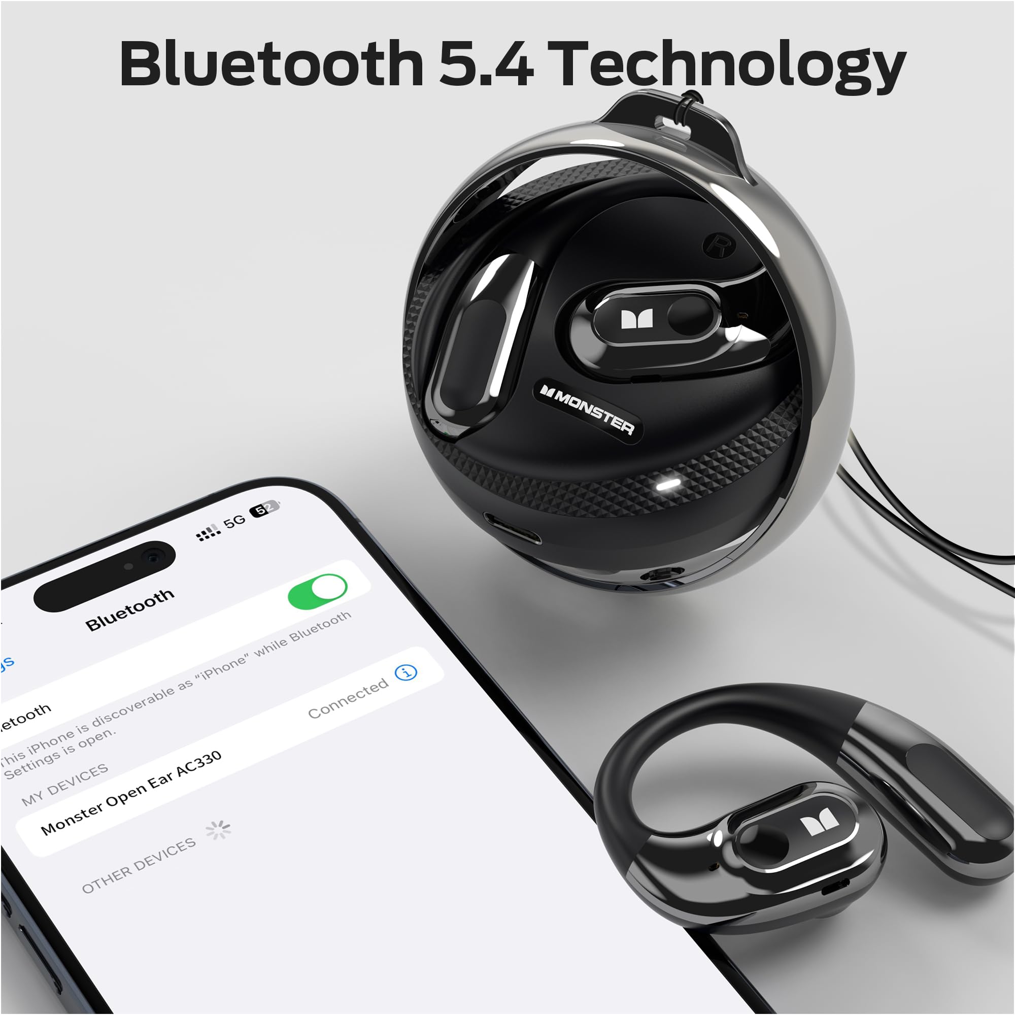 Foto 7 pulgar | Auriculares Inalámbricos Monster Open Ear Buds Bluetooth 5.4 Negros - Venta Internacional.