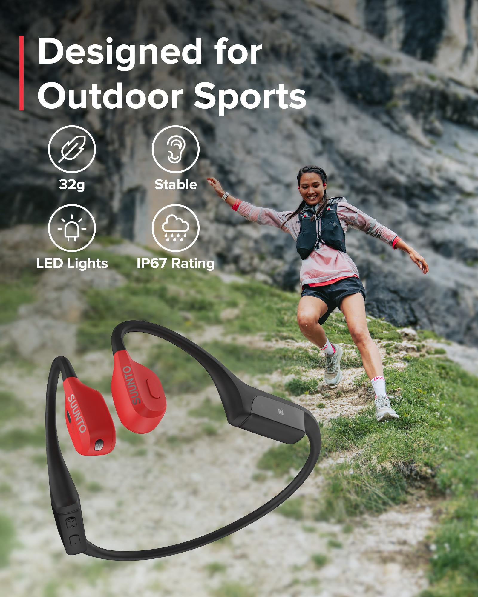 Foto 8 pulgar | Auriculares De Conducción Ósea Suunto Wing Bluetooth Red - Venta Internacional.