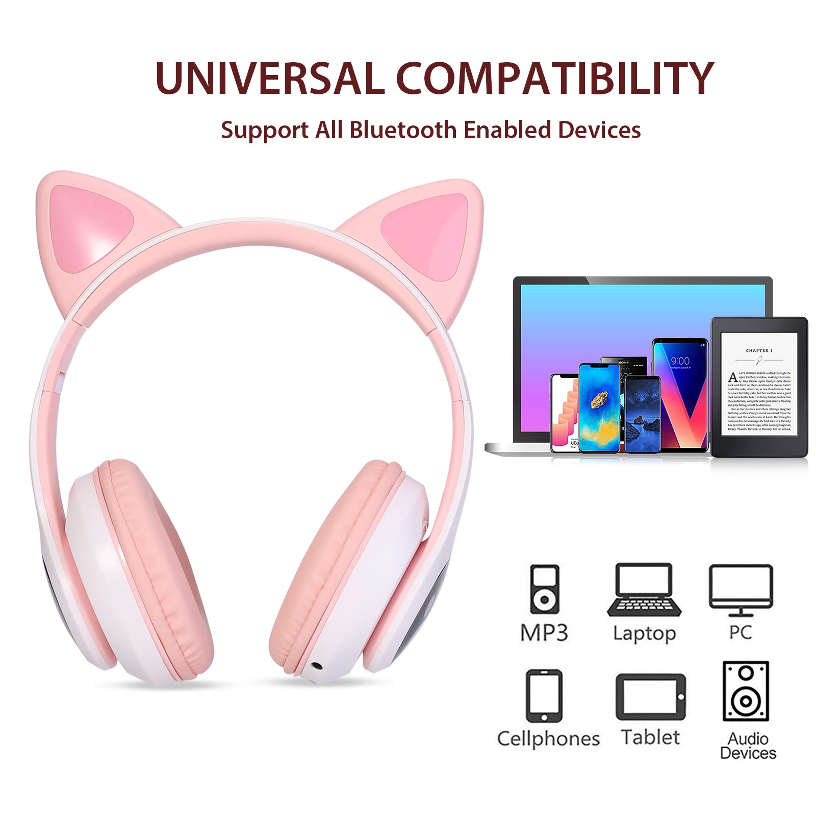 Foto 7 pulgar | Auriculares Inalámbricos Tcjj Kids Cat Ear Led Bluetooth Con Micrófono - Venta Internacional.