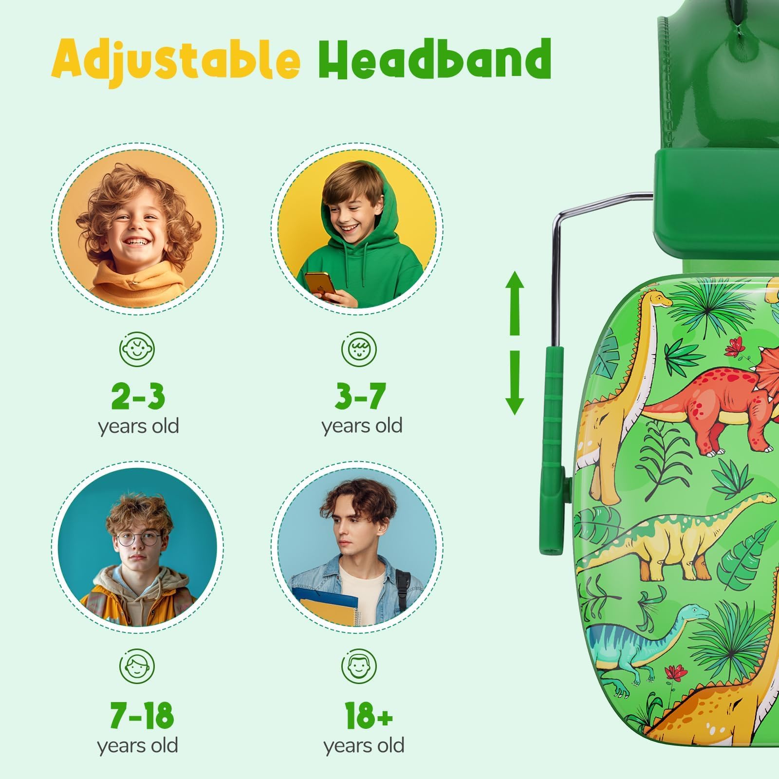 Foto 5 pulgar | Auriculares Tcjj Dinosaur Para Niños Con Micrófono Y Conector De 3,5 Mm, Color Verde - Venta Internacional.