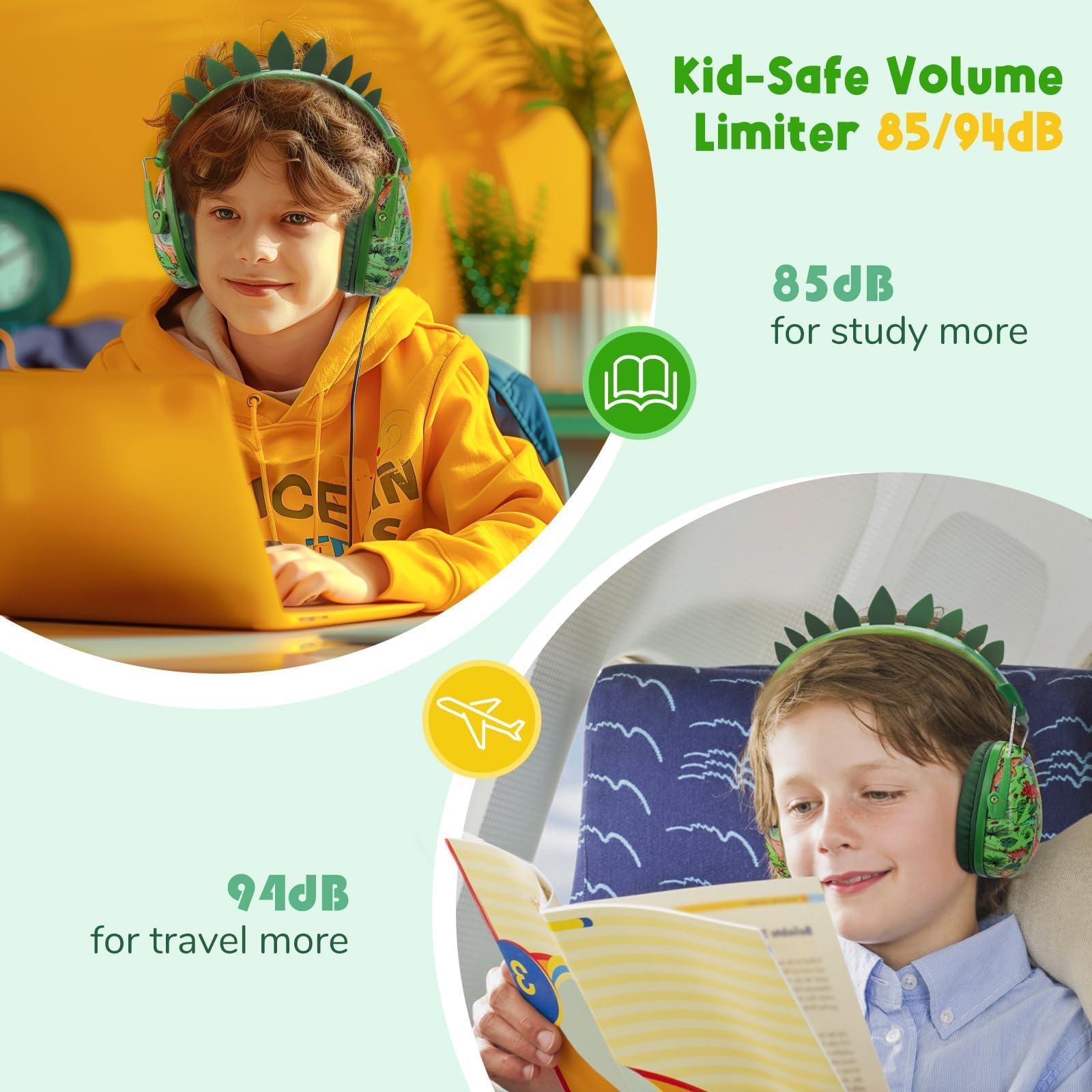 Foto 6 pulgar | Auriculares Tcjj Dinosaur Para Niños Con Micrófono Y Conector De 3,5 Mm, Color Verde - Venta Internacional.