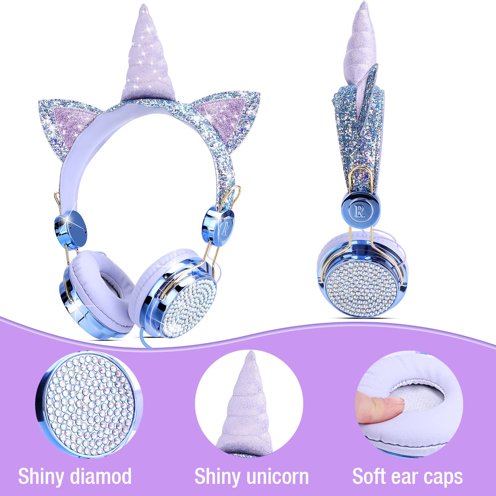 Foto 5 | Auriculares Tcjj Unicorn Kids Para Niñas Y Adolescentes Con Cable - Venta Internacional.