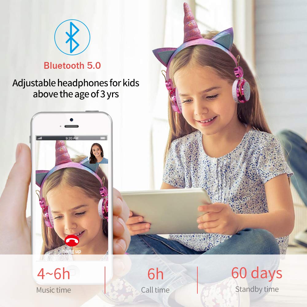 Foto 4 pulgar | Auriculares Inalámbricos Para Niños Tcjj Unicorn Con Micrófono Rosa De Más De 3 Años - Venta Internacional.