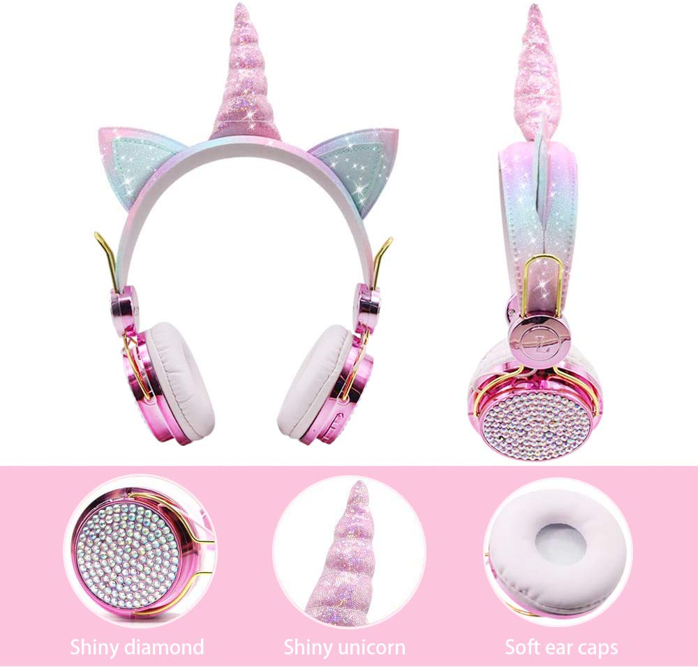 Foto 5 | Auriculares Inalámbricos Para Niños Tcjj Unicorn Con Micrófono Rosa De Más De 3 Años - Venta Internacional.