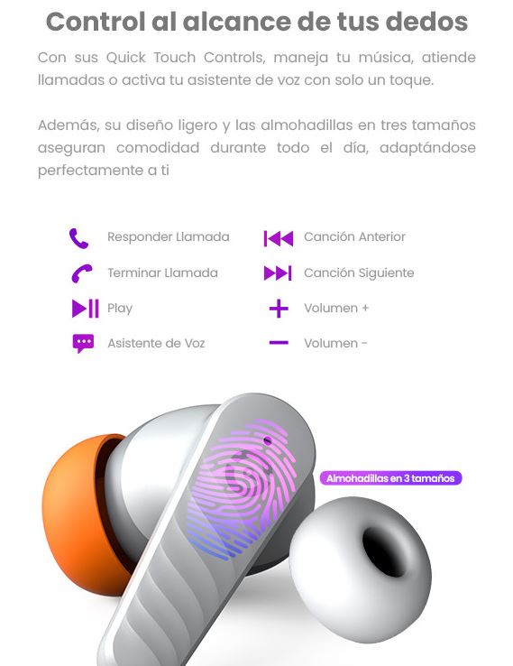 Foto 8 pulgar | Audifonos In-ear Getttech Bluetooth Usb-c Microfono Dual Cancelación de Ruido Sonido Hi-fi Control Táctil Negro