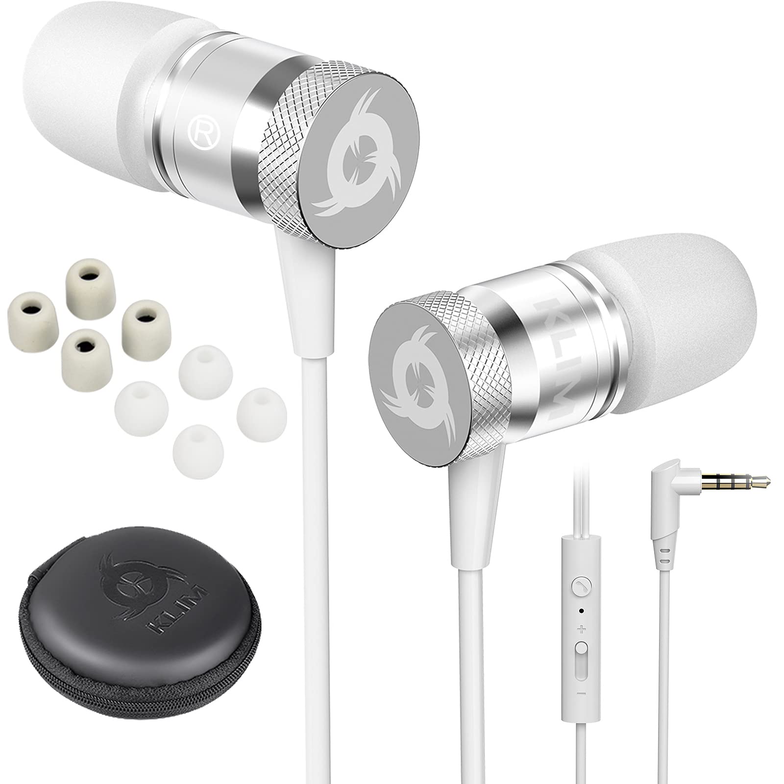 Foto 1 | Auriculares Klim Fusion Con Micrófono Con Cable, Espuma Viscoelástica, Blancos - Venta Internacional.