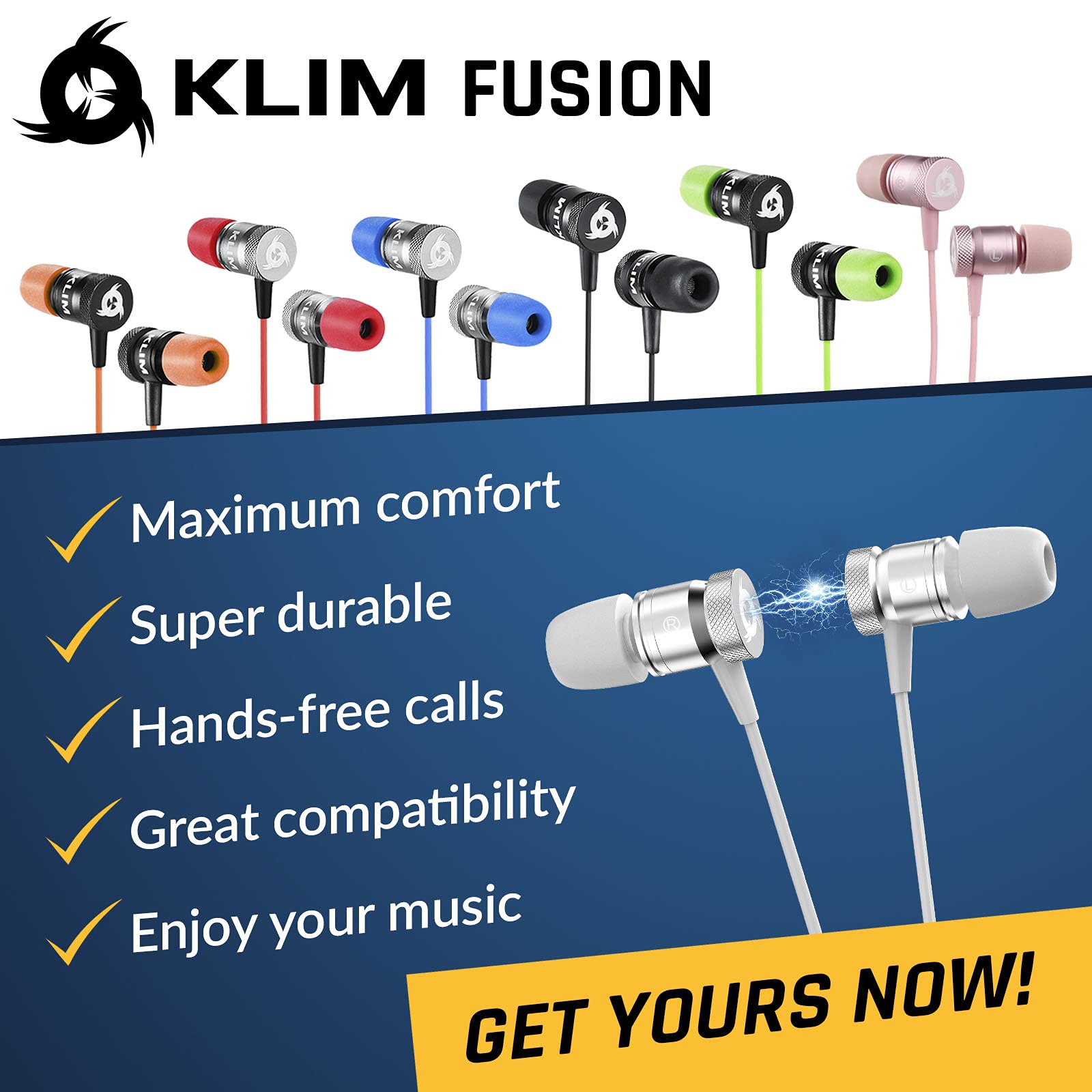 Foto 8 pulgar | Auriculares Klim Fusion Con Micrófono Con Cable, Espuma Viscoelástica, Blancos - Venta Internacional.
