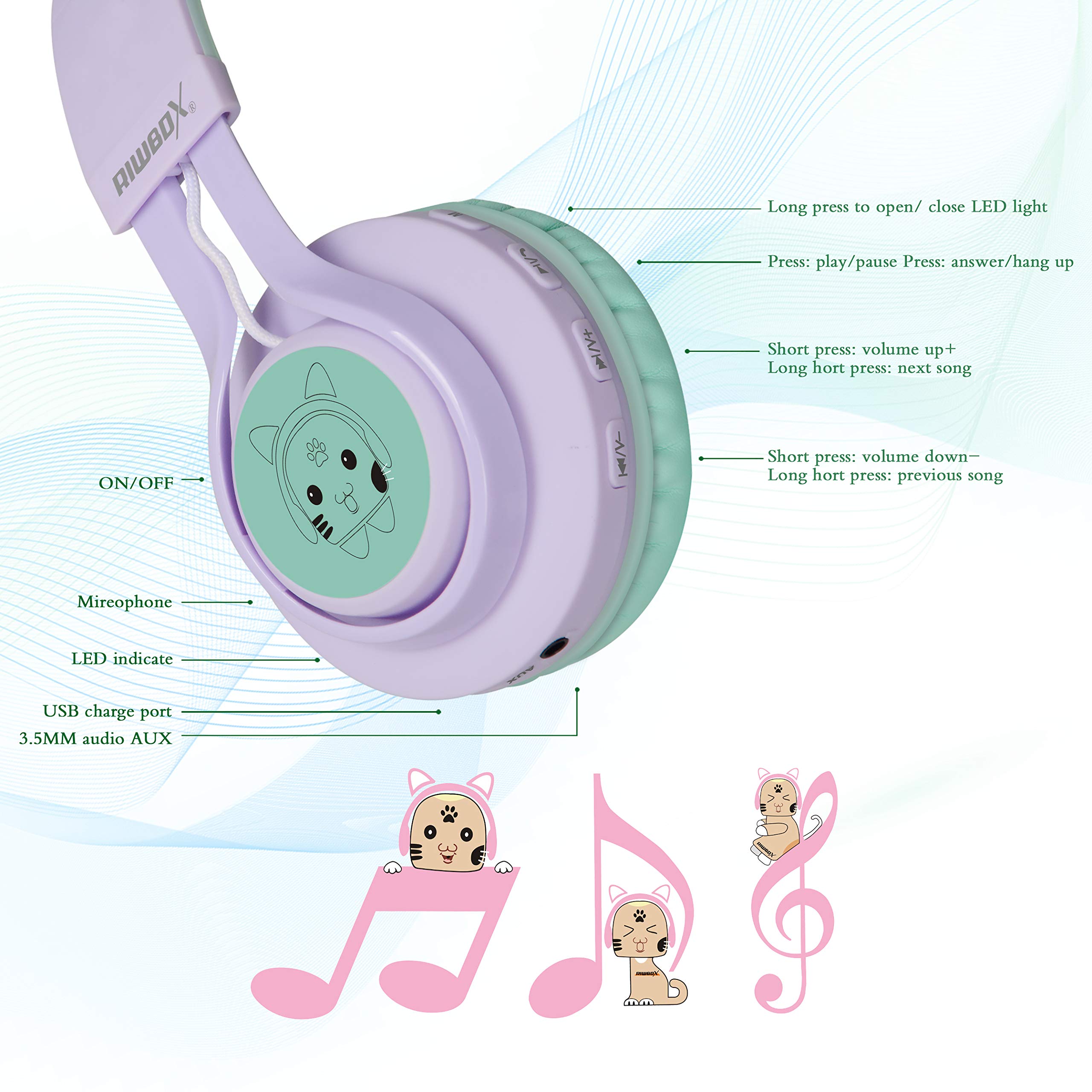 Foto 6 pulgar | Auriculares Inalámbricos Riwbox Ct-7s Cat Ear Bluetooth Kids - Venta Internacional.