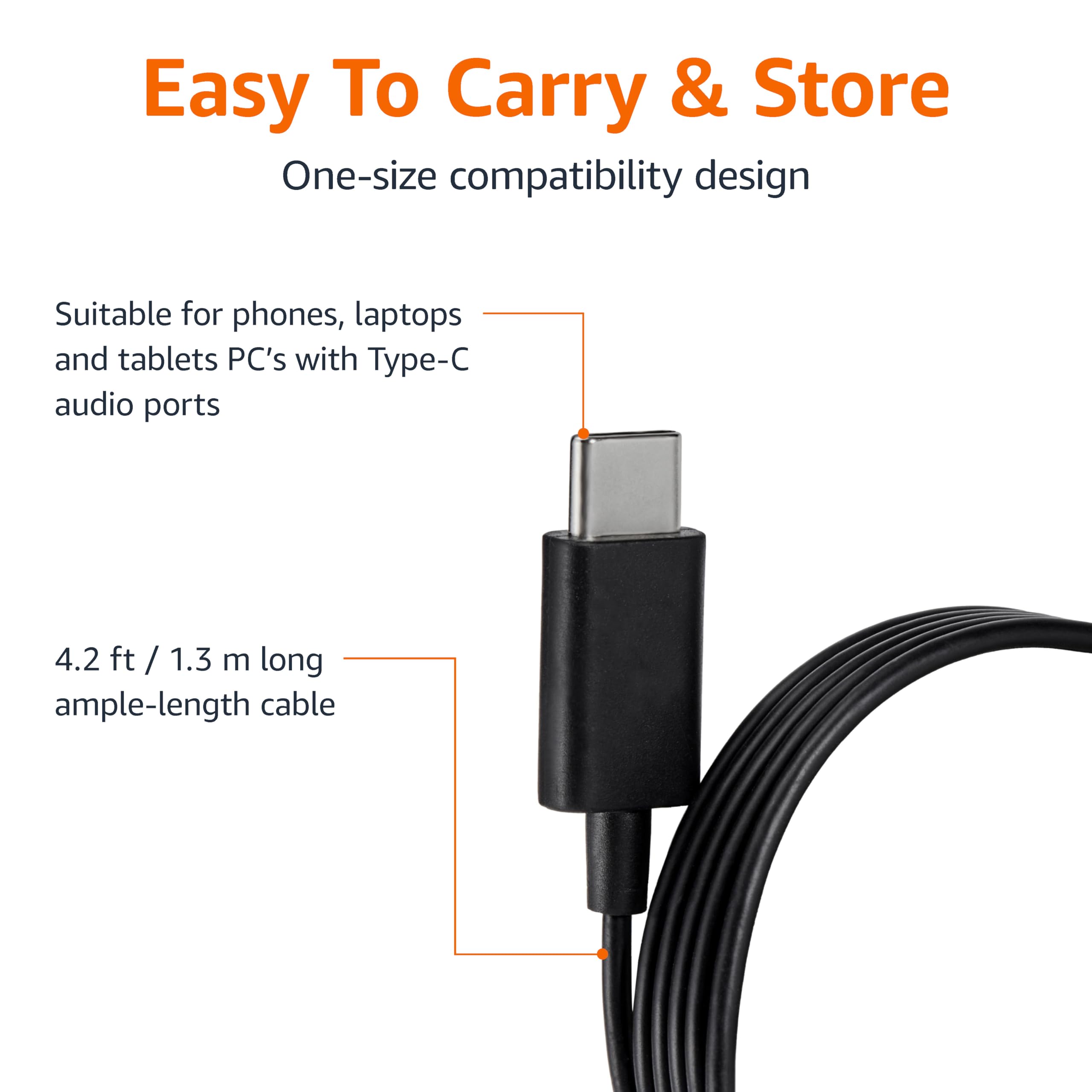 Foto 4 pulgar | Auriculares Con Cable Amazon Basics Usb-c Con Micrófono Negros - Venta Internacional.