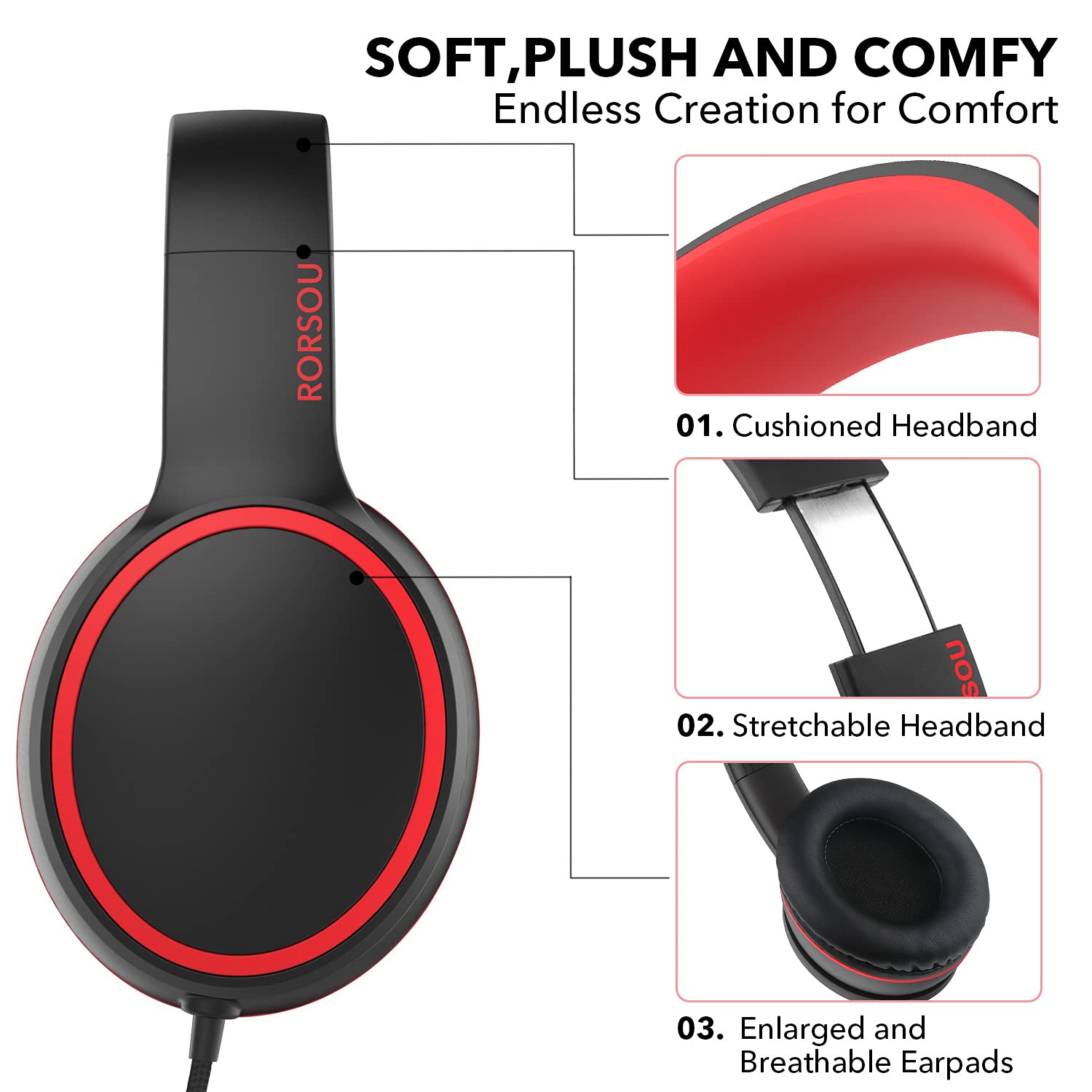 Foto 5 pulgar | Auriculares Supraaurales Rorsou R10 Con Micrófono Negros - Venta Internacional.