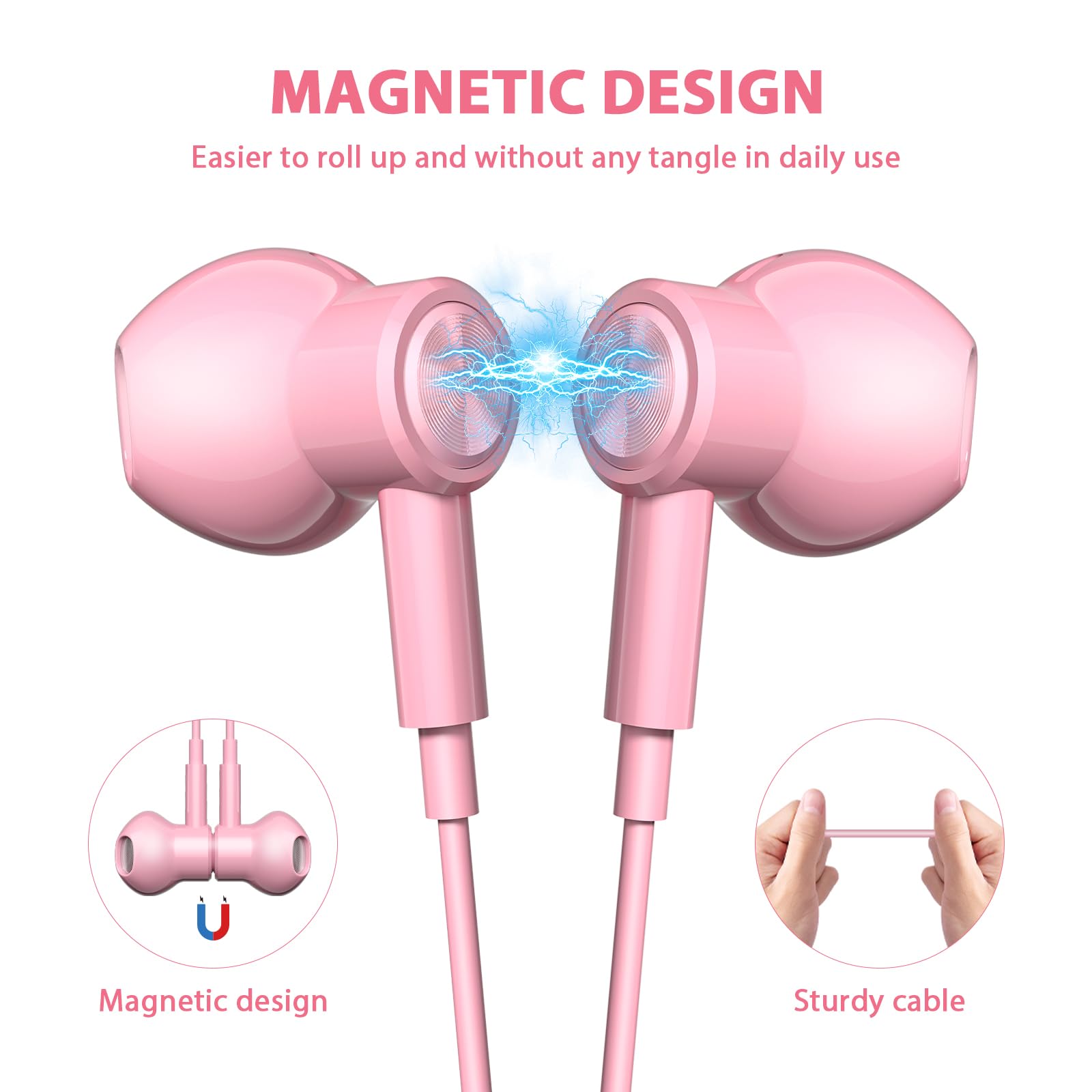 Foto 6 pulgar | Auriculares Con Cable Acaget De 3,5 Mm, Color Rosa Con Micrófono Para Iphone Ipad Ipod - Venta Internacional.