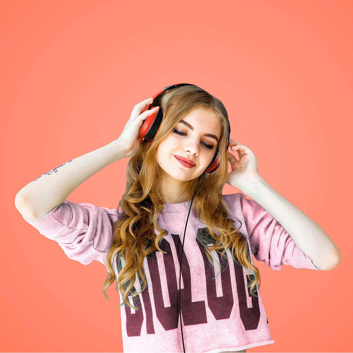 Foto 6 | Auriculares Lorelei X6 Para Colocar Sobre Las Orejas Con Micrófono Plegable, Color Naranja - Venta Internacional.