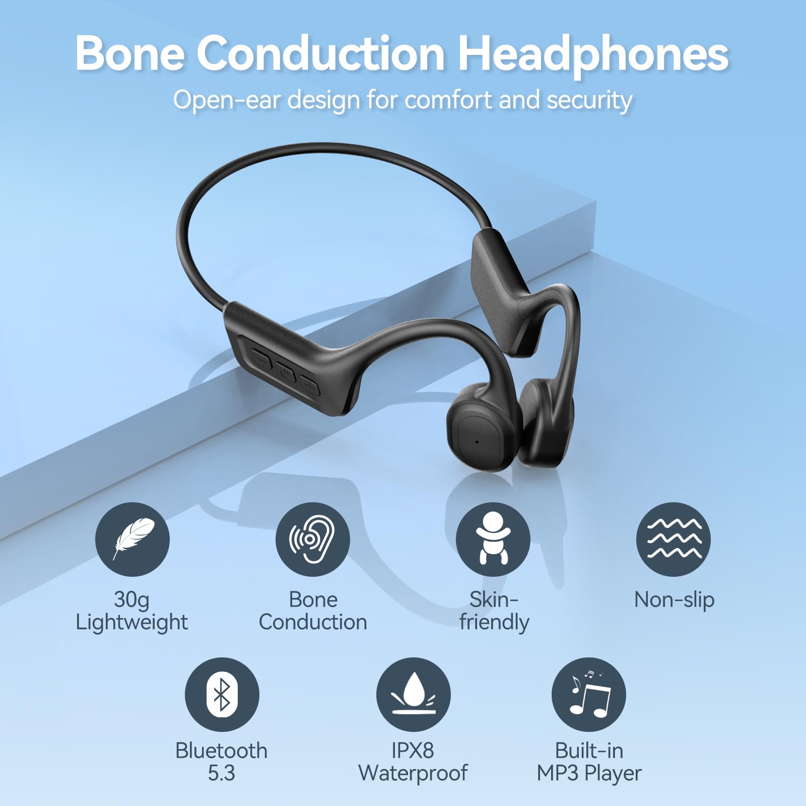 Foto 4 pulgar | Auriculares De Conducción Ósea Para Natación Ip68 Impermeables Bluetooth 5.3 - Venta Internacional.