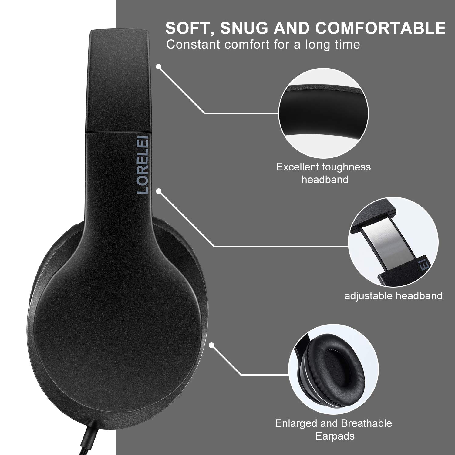 Foto 5 pulgar | Auriculares Lorelei X6 Para Colocar Sobre Las Orejas Con Micrófono Plegables Negros - Venta Internacional.
