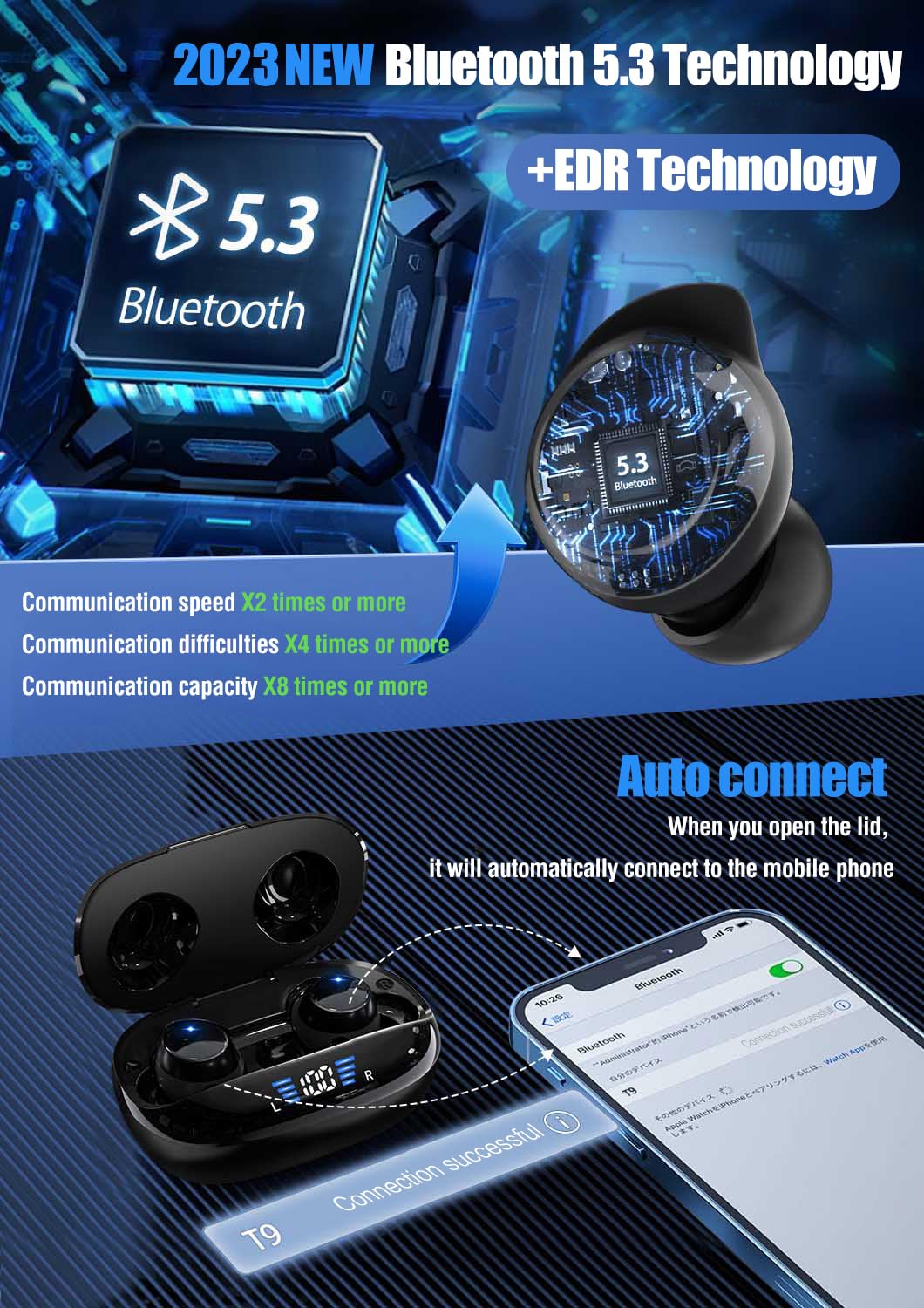 Foto 3 pulgar | Auriculares Deportivos Inalámbricos Xmenha Bluetooth 5.3 Tws Ipx7 A Prueba De Agua - Venta Internacional.