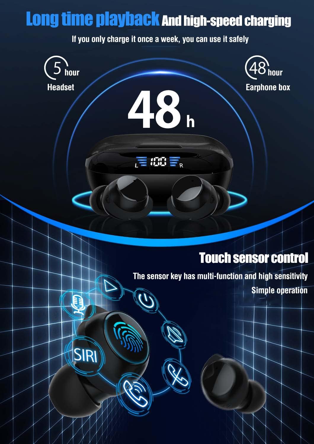 Foto 4 pulgar | Auriculares Deportivos Inalámbricos Xmenha Bluetooth 5.3 Tws Ipx7 A Prueba De Agua - Venta Internacional.