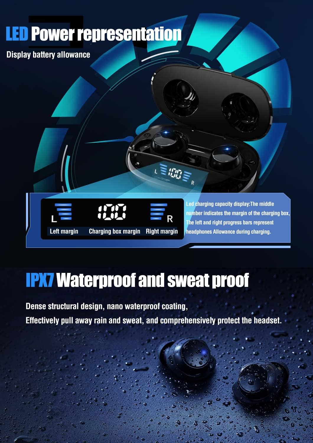 Foto 5 pulgar | Auriculares Deportivos Inalámbricos Xmenha Bluetooth 5.3 Tws Ipx7 A Prueba De Agua - Venta Internacional.