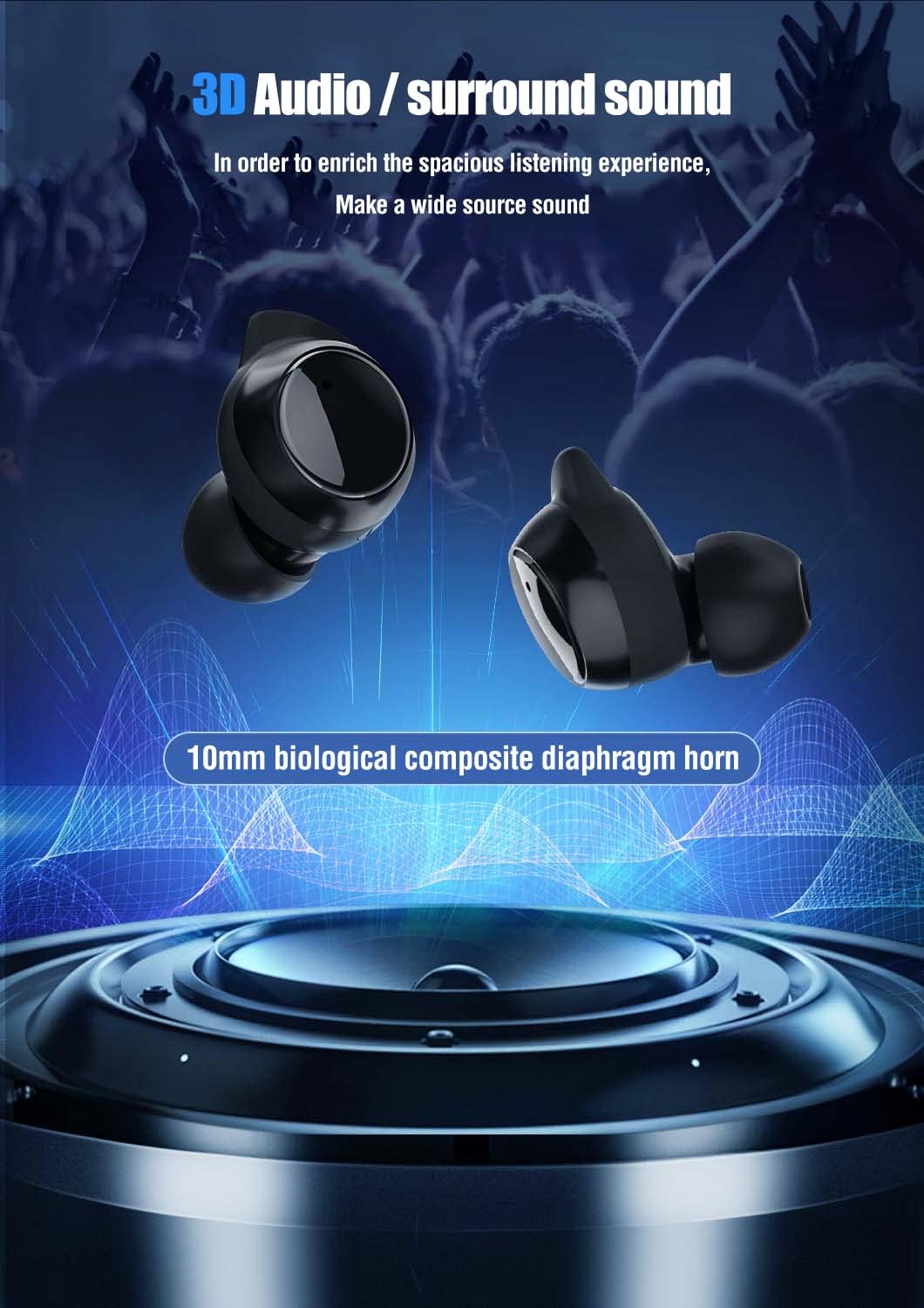 Foto 6 pulgar | Auriculares Deportivos Inalámbricos Xmenha Bluetooth 5.3 Tws Ipx7 A Prueba De Agua - Venta Internacional.