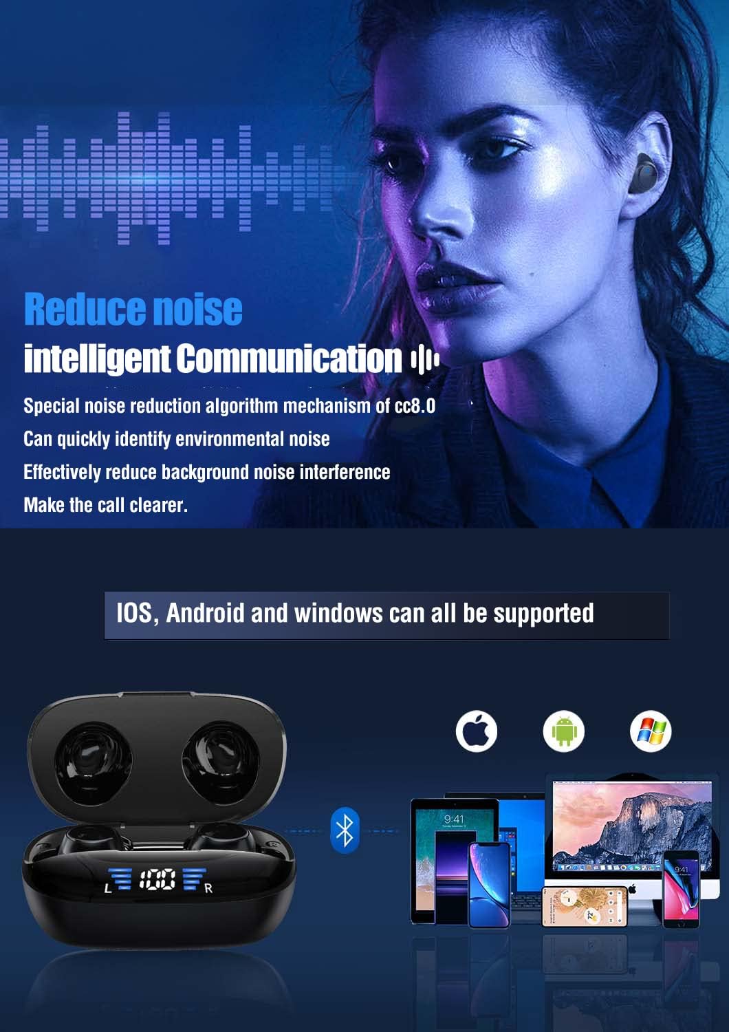 Foto 7 pulgar | Auriculares Deportivos Inalámbricos Xmenha Bluetooth 5.3 Tws Ipx7 A Prueba De Agua - Venta Internacional.