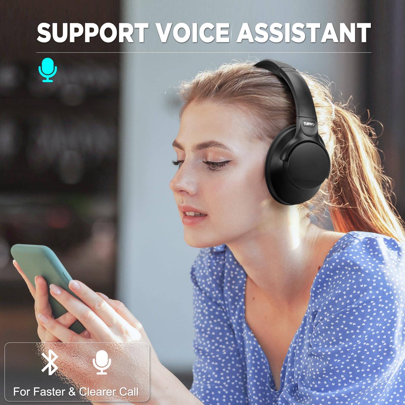 Foto 4 pulgar | Auriculares Inalámbricos Bluetooth Tuinyo Para Colocar Sobre Las Orejas, Negros - Venta Internacional.