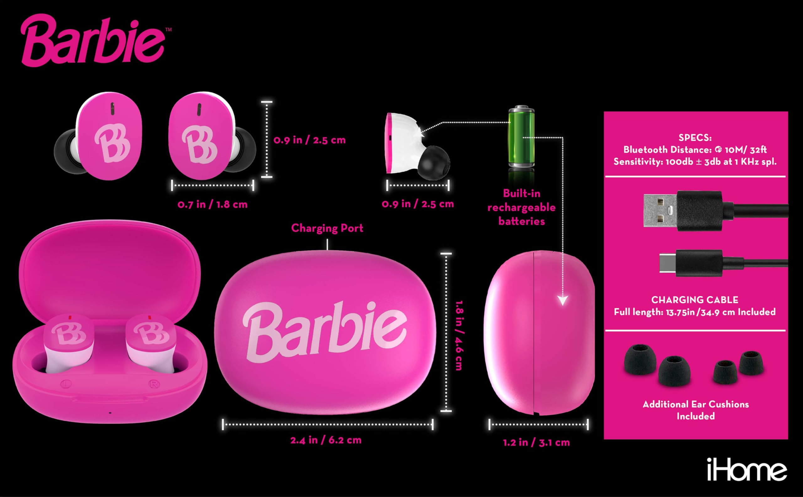 Foto 4 pulgar | Auriculares Inalámbricos Ekids Barbie Con Micrófono Para Niños - Venta Internacional.