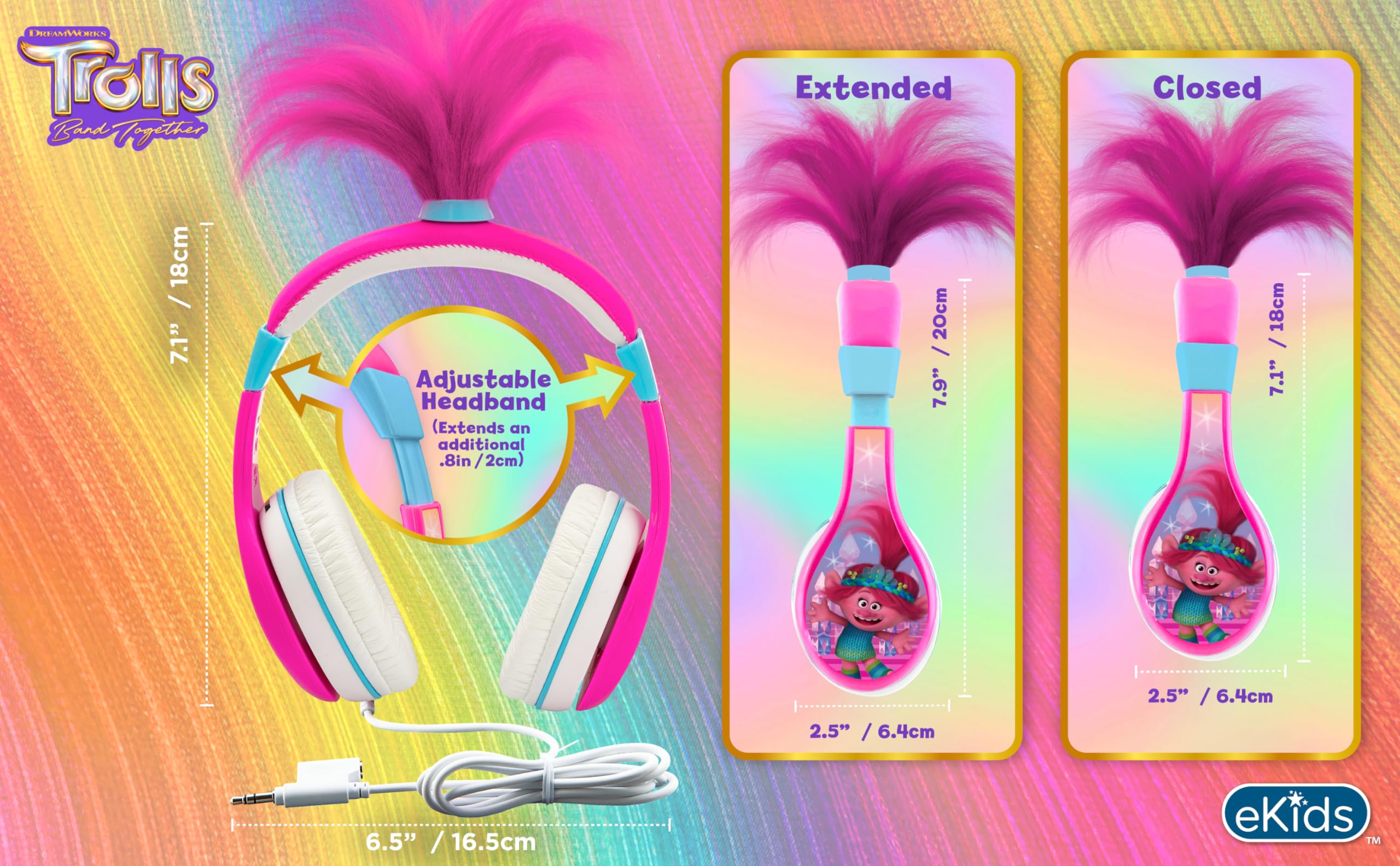 Foto 7 pulgar | Auriculares Ekids Trolls Band Together Para Niños Con Control De Volumen - Venta Internacional.