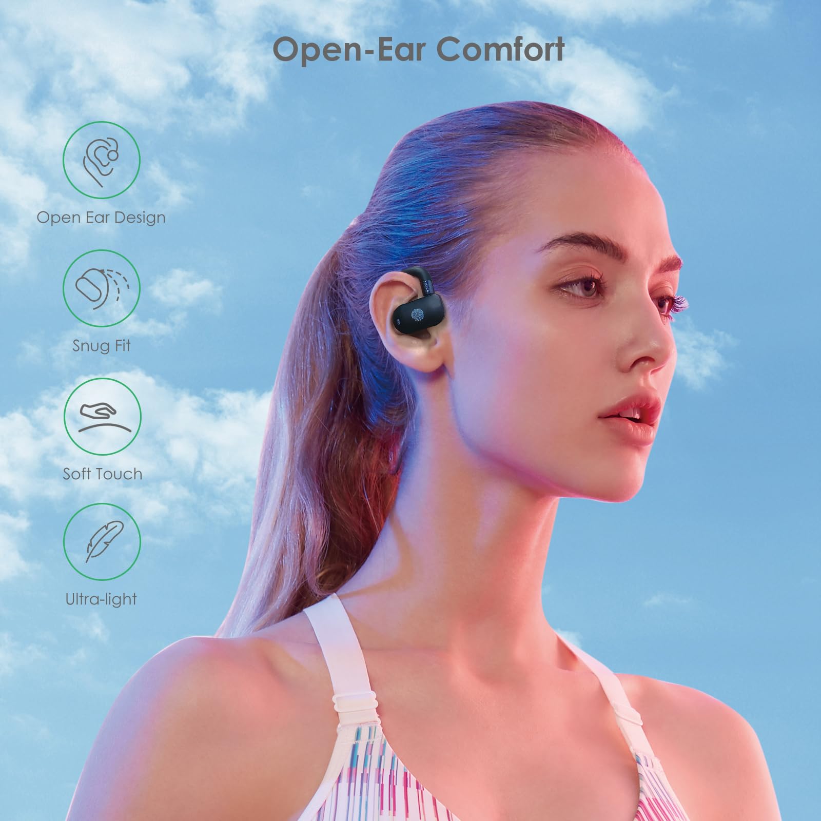Foto 4 pulgar | Auriculares Abiertos Qaekie Wireless 5.4 True Open Ear Auriculares - Venta Internacional.