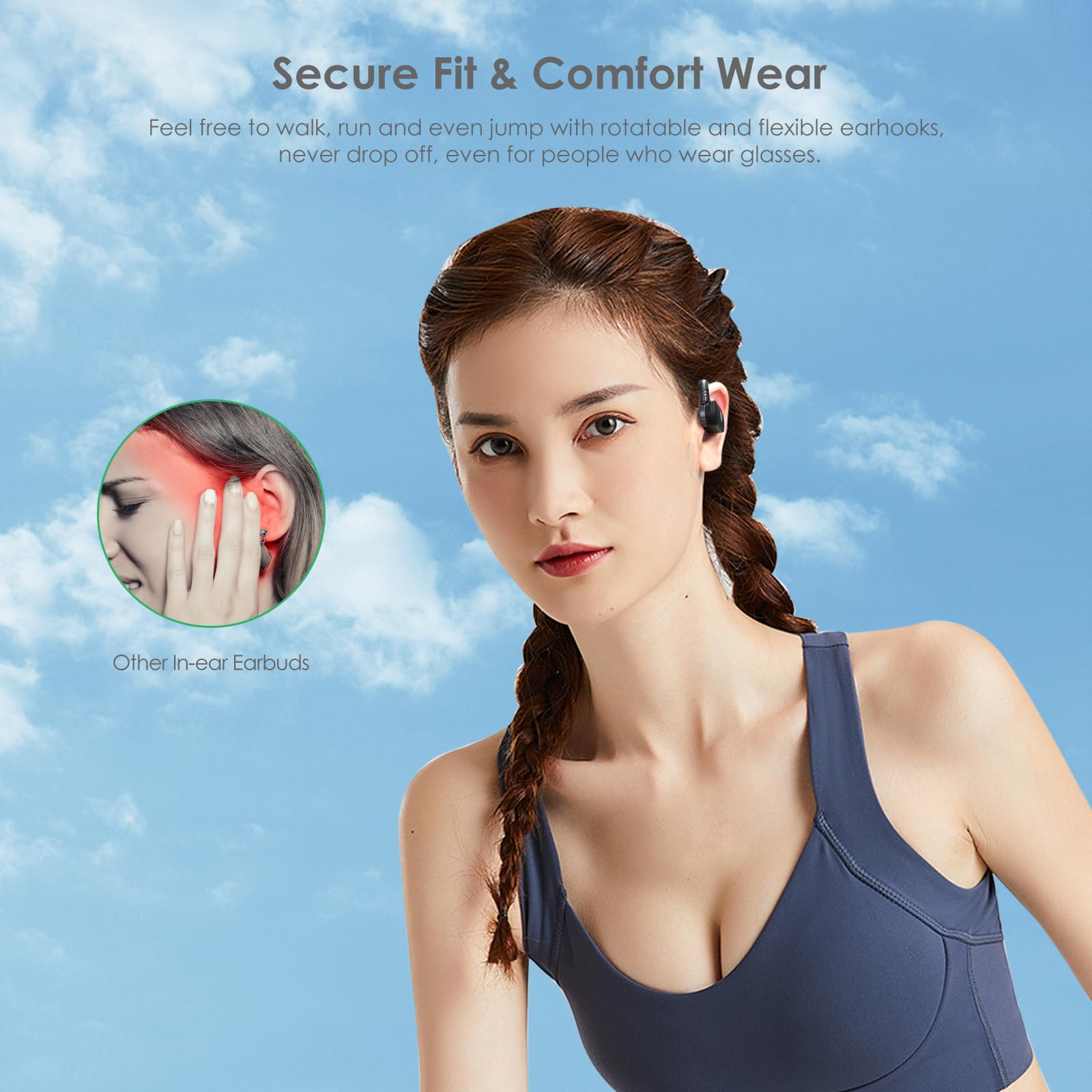 Foto 6 pulgar | Auriculares Abiertos Qaekie Wireless 5.4 True Open Ear Auriculares - Venta Internacional.