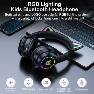 Foto 5 | Auriculares Inalámbricos Onikuma B90 Rgb Cat Ear Bt 5.0 - Venta Internacional.