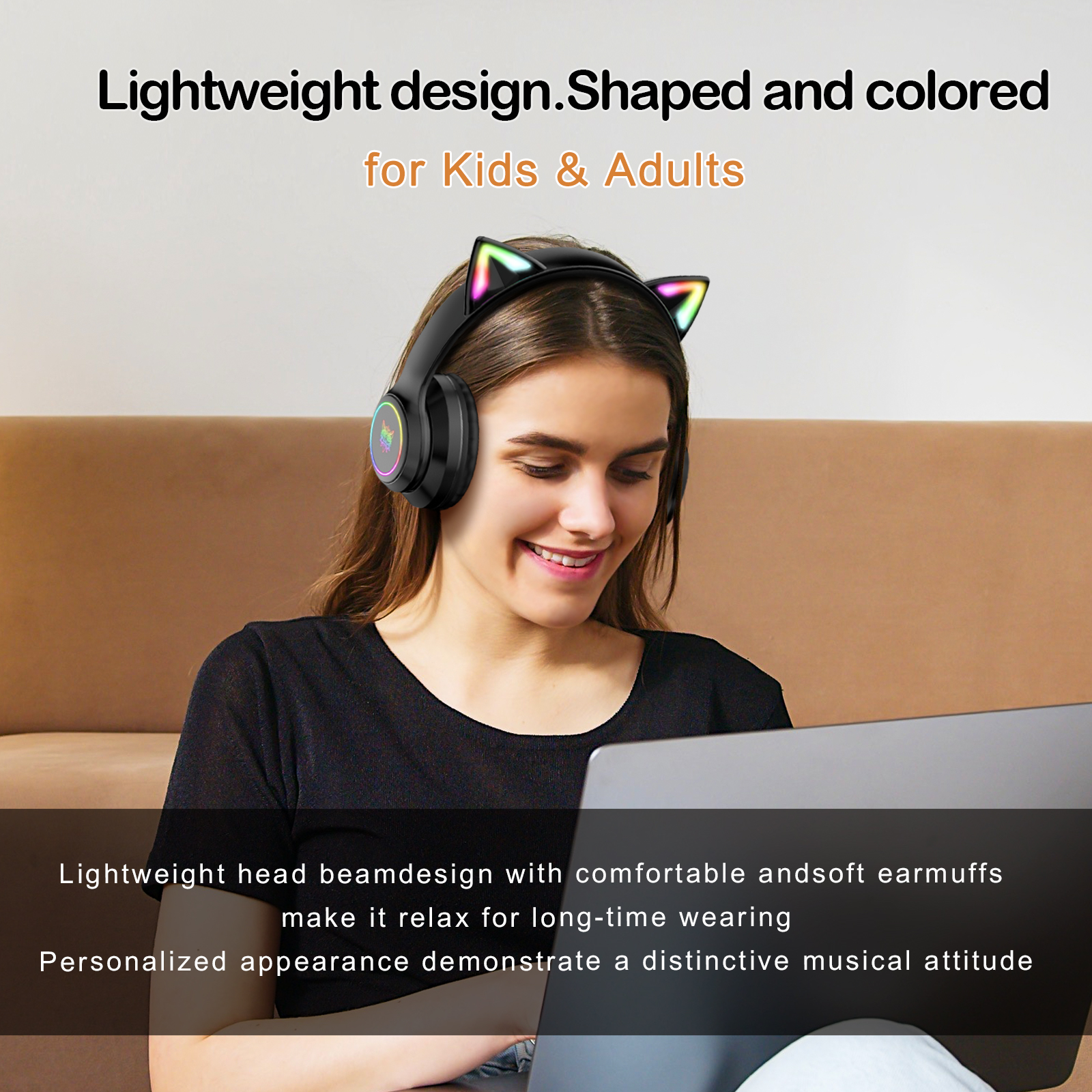 Foto 7 | Auriculares Inalámbricos Onikuma B90 Rgb Cat Ear Bt 5.0 - Venta Internacional.
