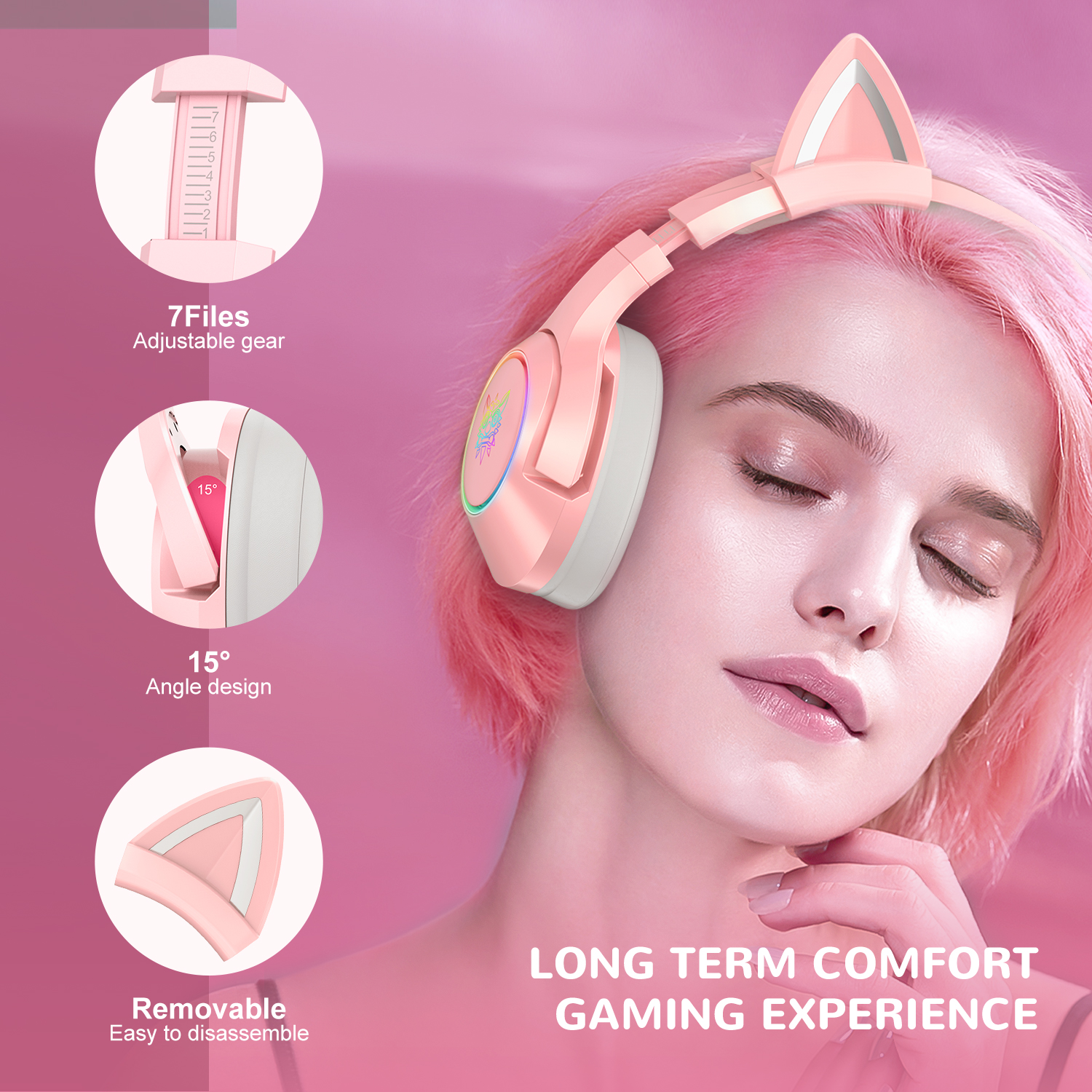 Foto 4 pulgar | Auriculares Onikuma K9 Cat On-ear Jack De 3,5 Mm Con Iluminación Rgb - Venta Internacional.