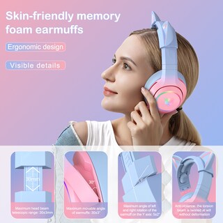 Foto 4 | Auriculares Supraaurales Onikuma K9 Cat Con Conector De 3,5 Mm Y Luz Led - Venta Internacional.
