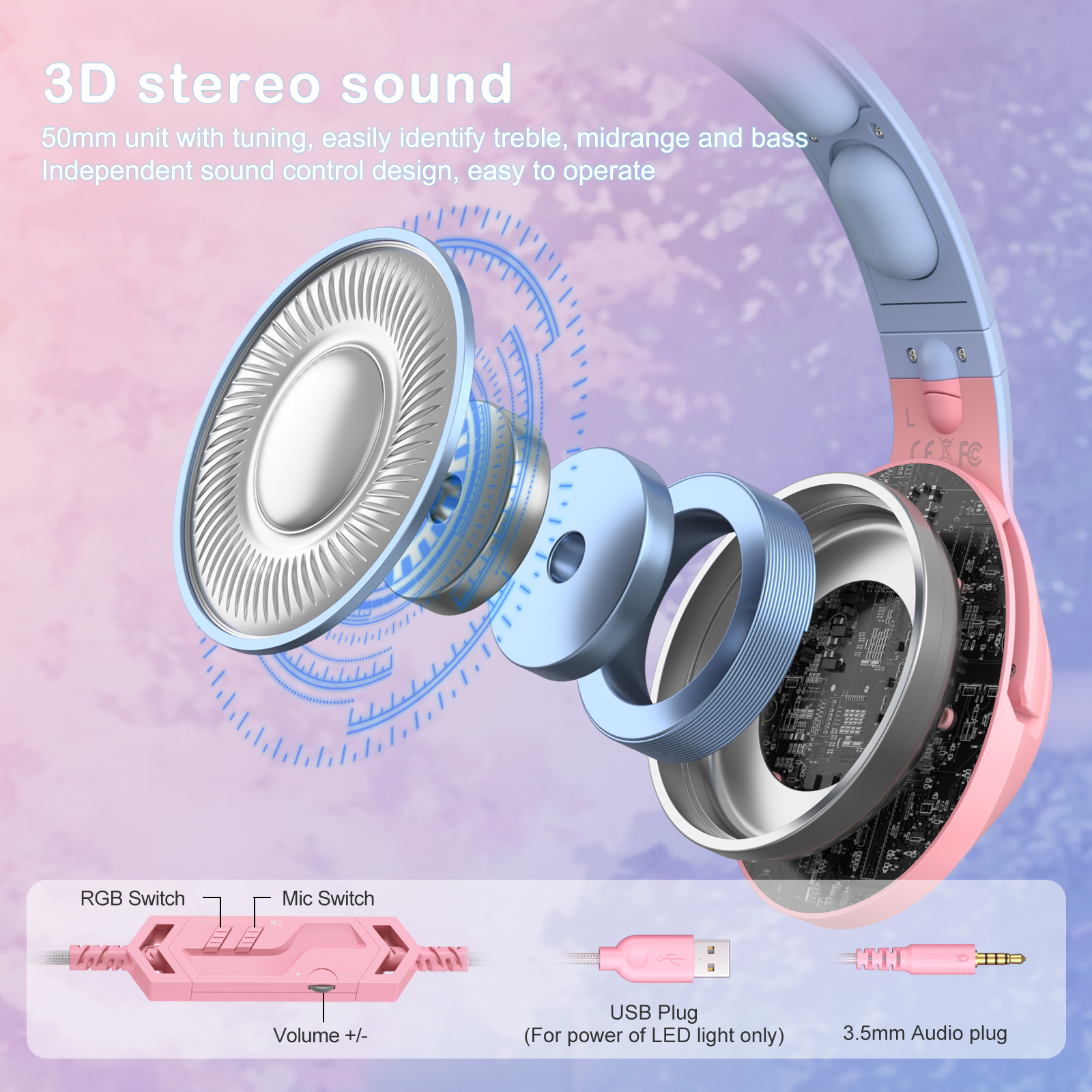 Foto 8 pulgar | Auriculares Supraaurales Onikuma K9 Cat Con Conector De 3,5 Mm Y Luz Led - Venta Internacional.