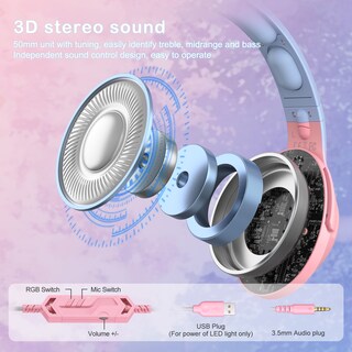 Foto 7 | Auriculares Supraaurales Onikuma K9 Cat Con Conector De 3,5 Mm Y Luz Led - Venta Internacional.