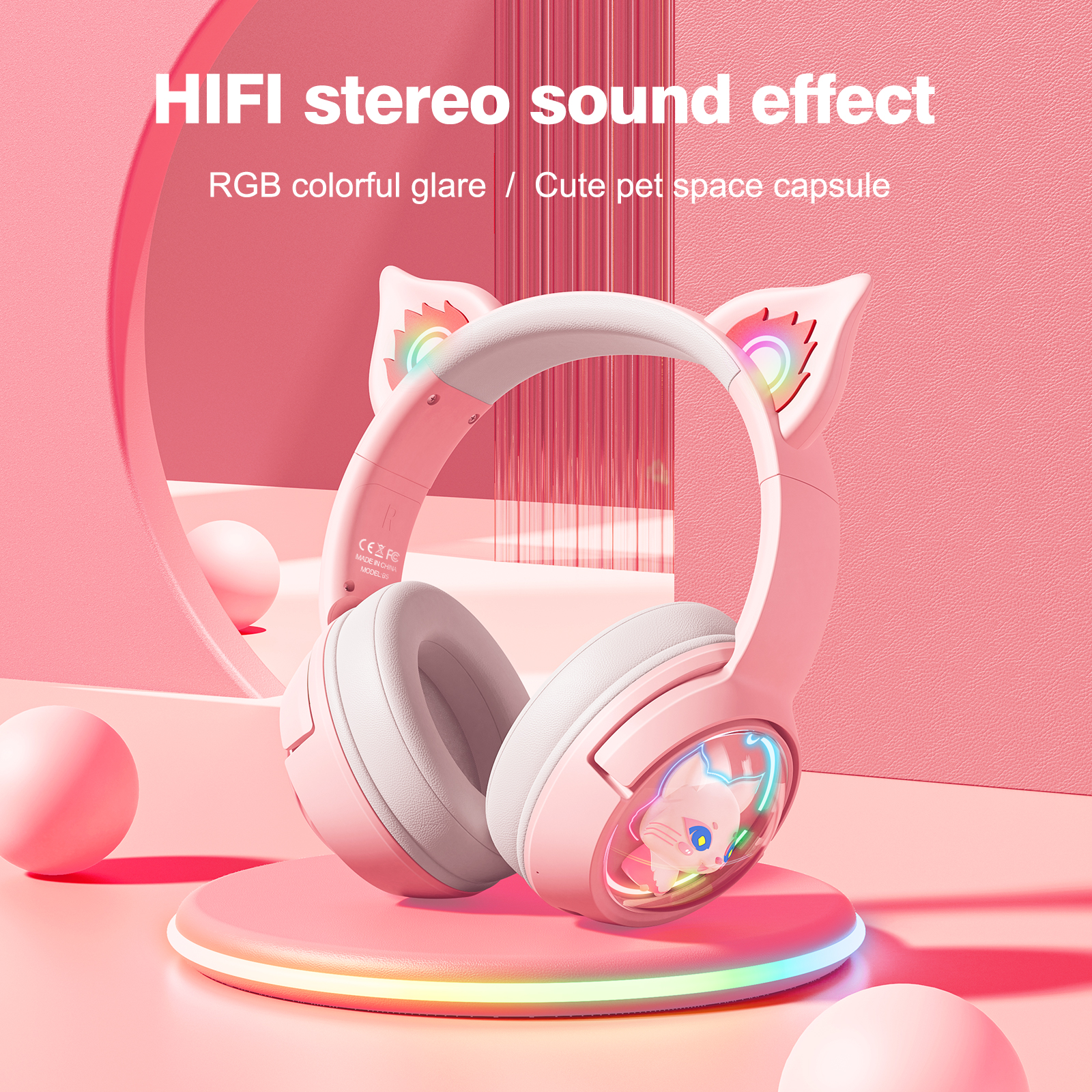Foto 3 pulgar | Auriculares Inalámbricos Bluetooth Onikuma B5 Rgb Cat Ear - Venta Internacional.
