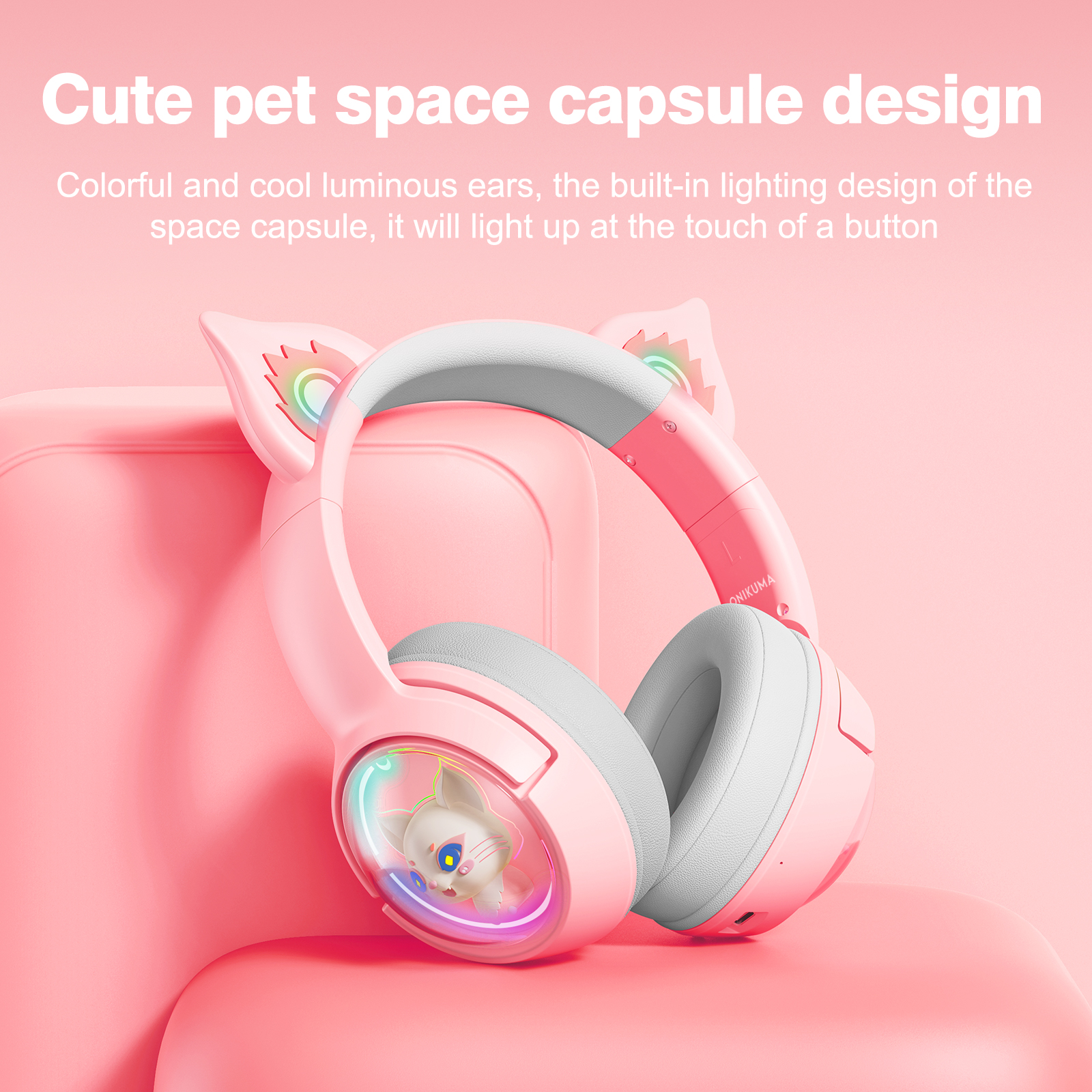 Foto 4 pulgar | Auriculares Inalámbricos Bluetooth Onikuma B5 Rgb Cat Ear - Venta Internacional.