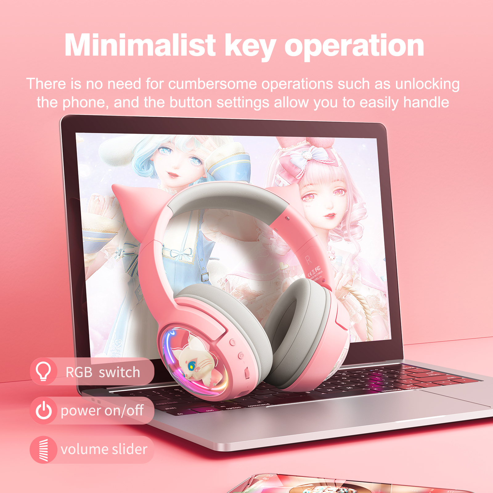 Foto 5 pulgar | Auriculares Inalámbricos Bluetooth Onikuma B5 Rgb Cat Ear - Venta Internacional.