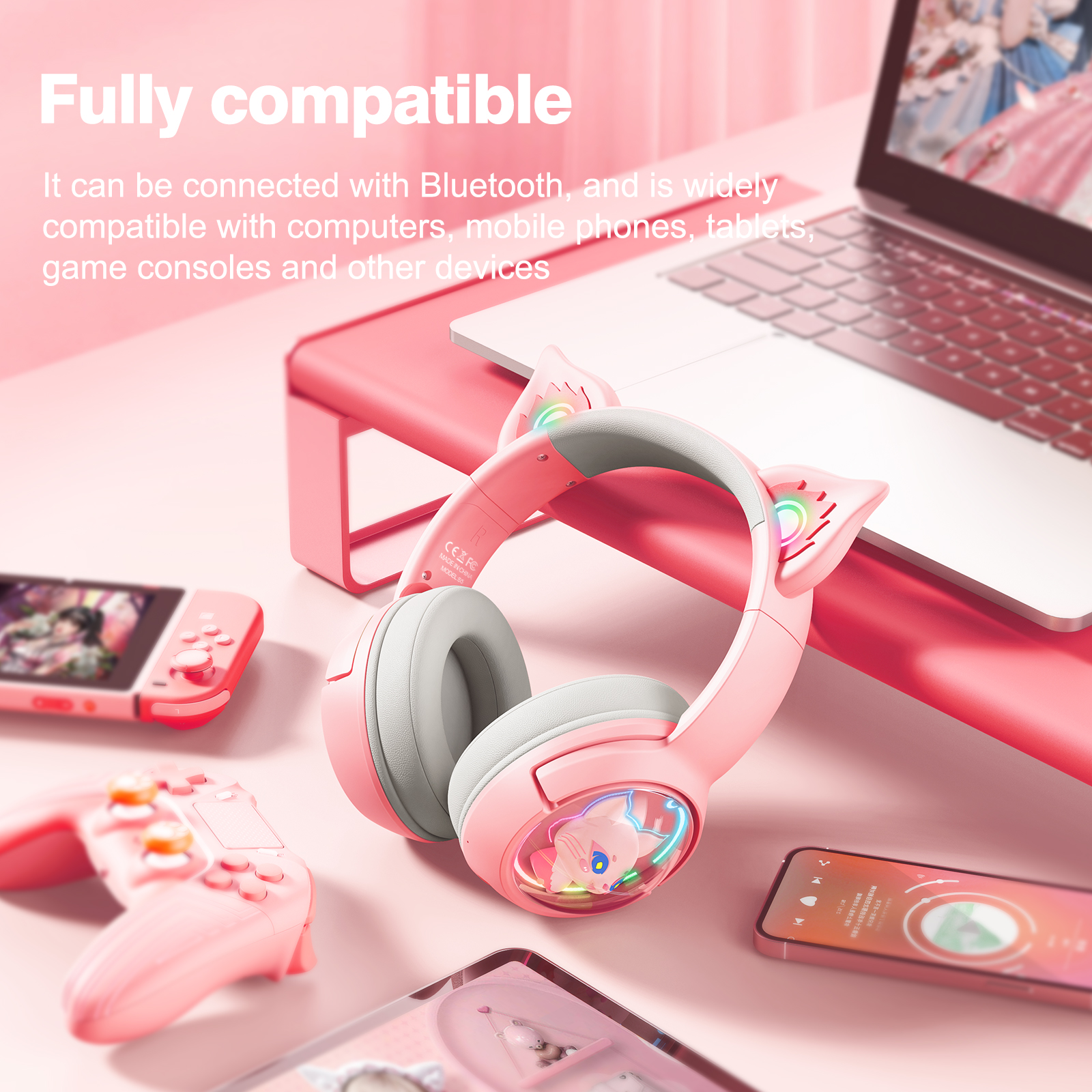 Foto 6 | Auriculares Inalámbricos Bluetooth Onikuma B5 Rgb Cat Ear - Venta Internacional.