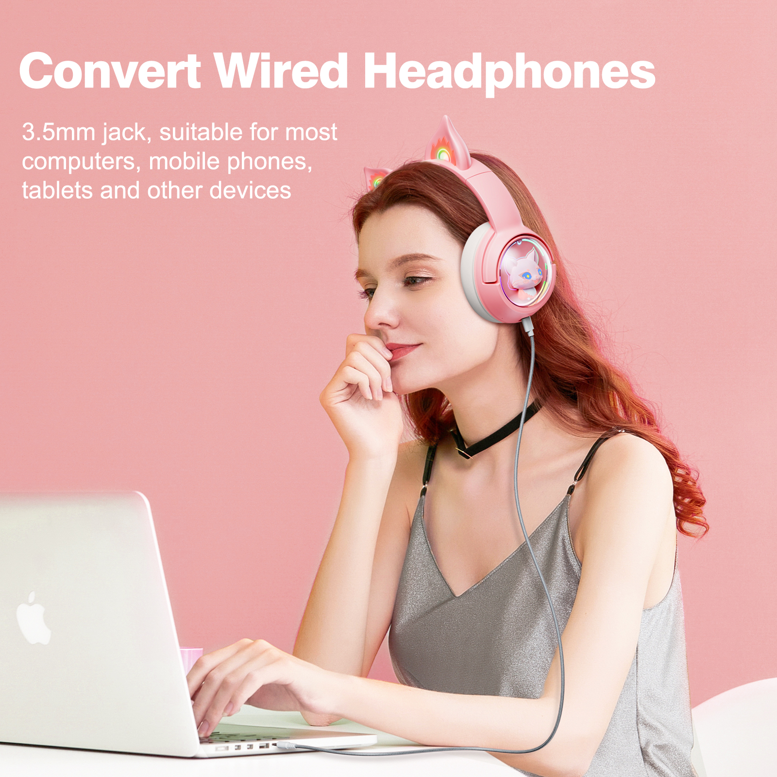 Foto 8 pulgar | Auriculares Inalámbricos Bluetooth Onikuma B5 Rgb Cat Ear - Venta Internacional.
