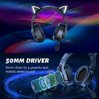 Foto 3 | Auriculares Onikuma K9 Cat On-ear Jack De 3,5 Mm Con Iluminación Rgb - Venta Internacional.