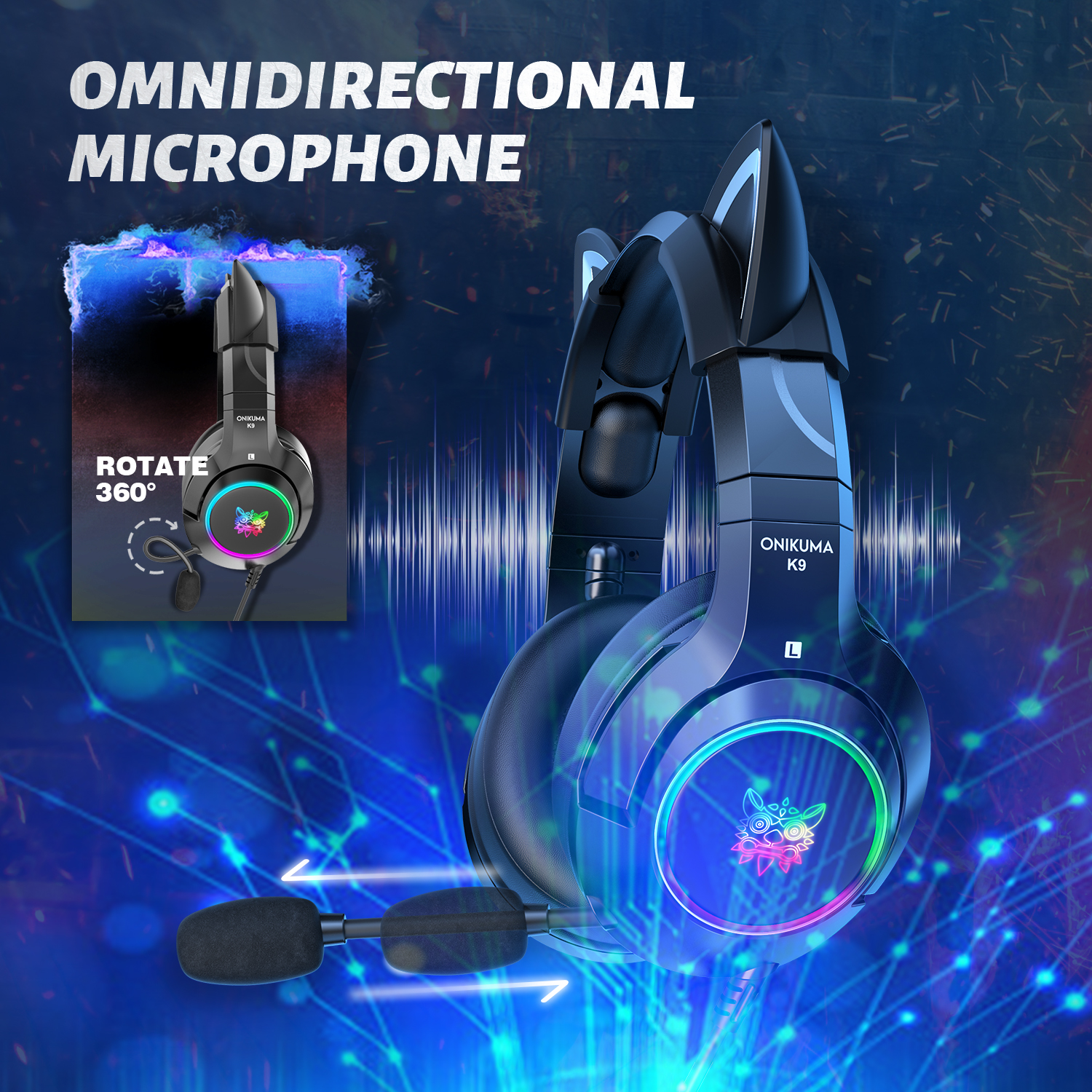 Foto 4 | Auriculares Onikuma K9 Cat On-ear Jack De 3,5 Mm Con Iluminación Rgb - Venta Internacional.