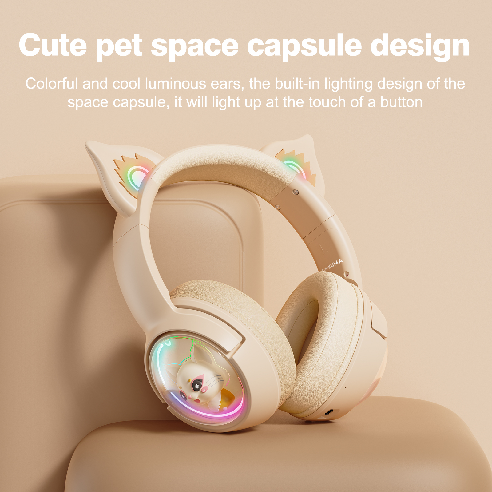 Foto 3 | Auriculares Inalámbricos Bluetooth Onikuma B5 Rgb Cat Ear - Venta Internacional.