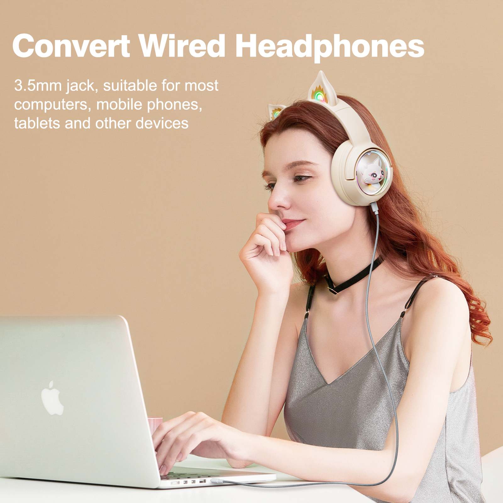 Foto 6 | Auriculares Inalámbricos Bluetooth Onikuma B5 Rgb Cat Ear - Venta Internacional.
