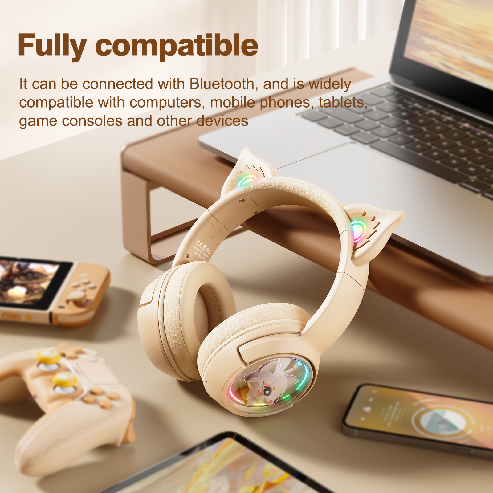 Foto 8 pulgar | Auriculares Inalámbricos Bluetooth Onikuma B5 Rgb Cat Ear - Venta Internacional.