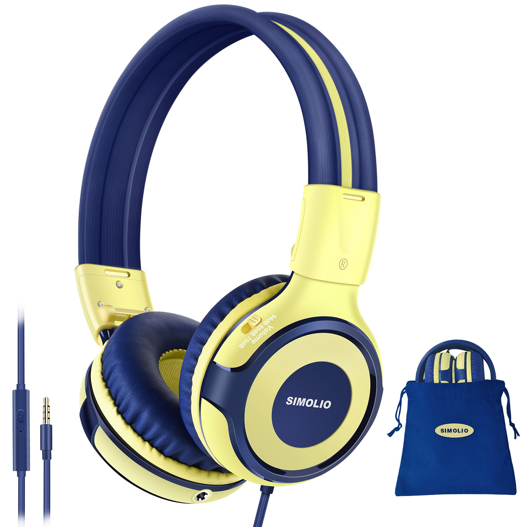 Auriculares Simolio Kids Con Micrófono De Volumen Limitado, Color Amarillo - Venta Internacional.