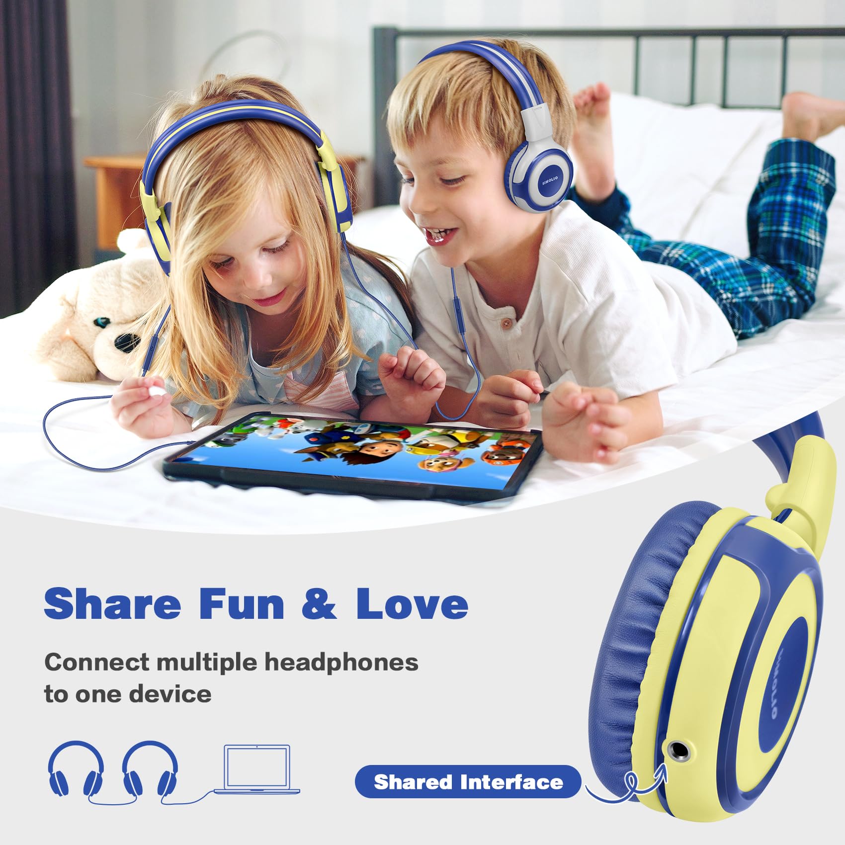 Foto 5 pulgar | Auriculares Simolio Kids Con Micrófono De Volumen Limitado, Color Amarillo - Venta Internacional.