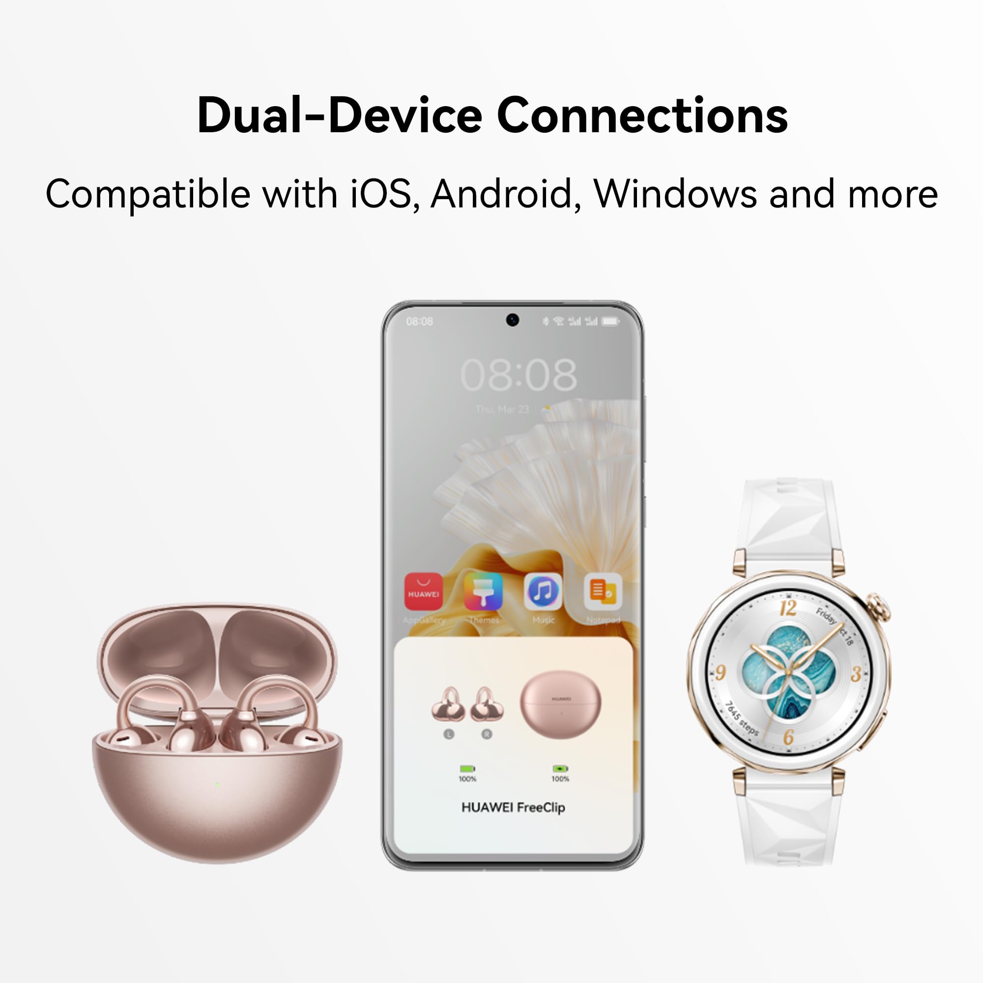Foto 4 pulgar | Auriculares Huawei Freeclip Open-ear Listening, Oro Rosa - Venta Internacional.